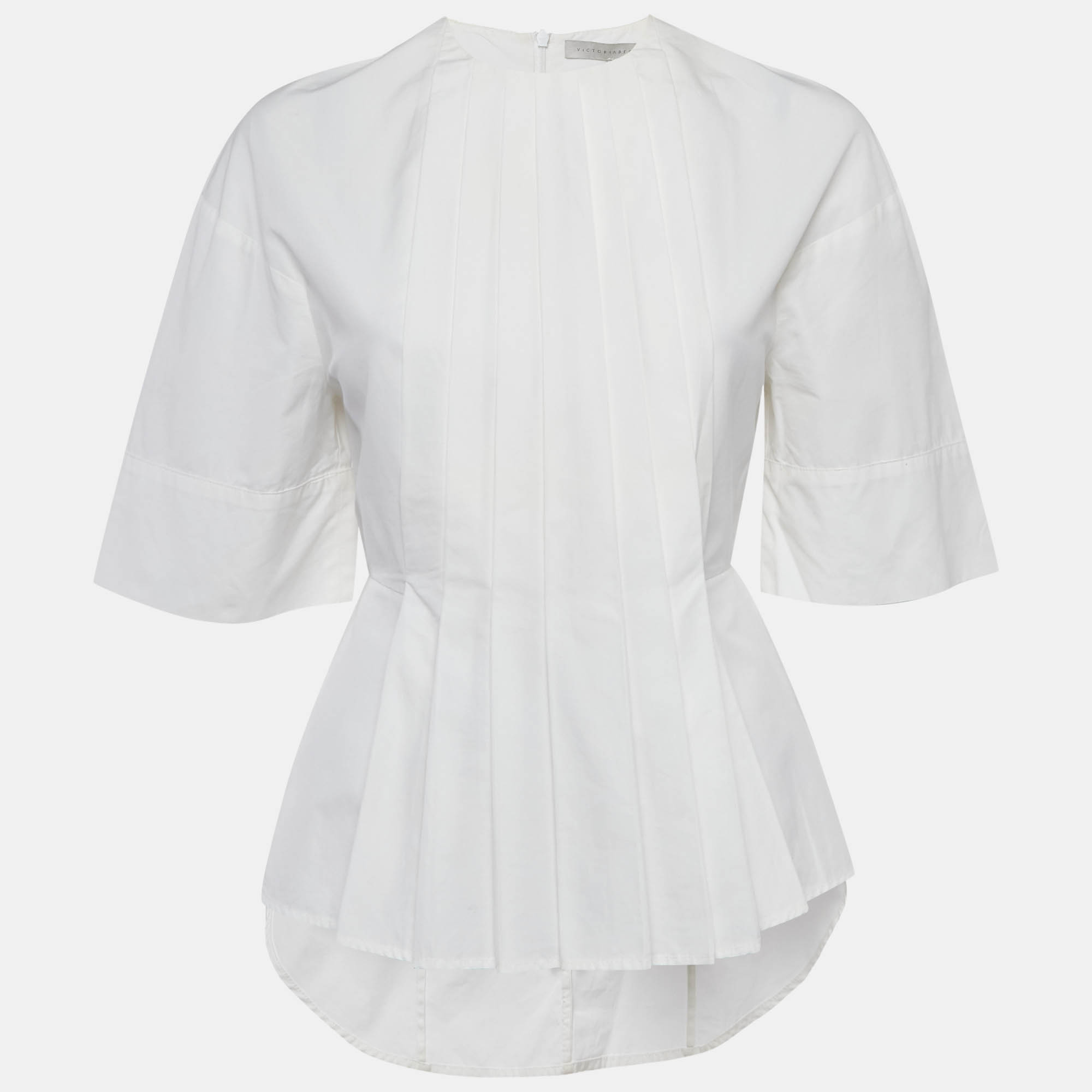 

Victoria Beckham White Cotton Pleated Top S