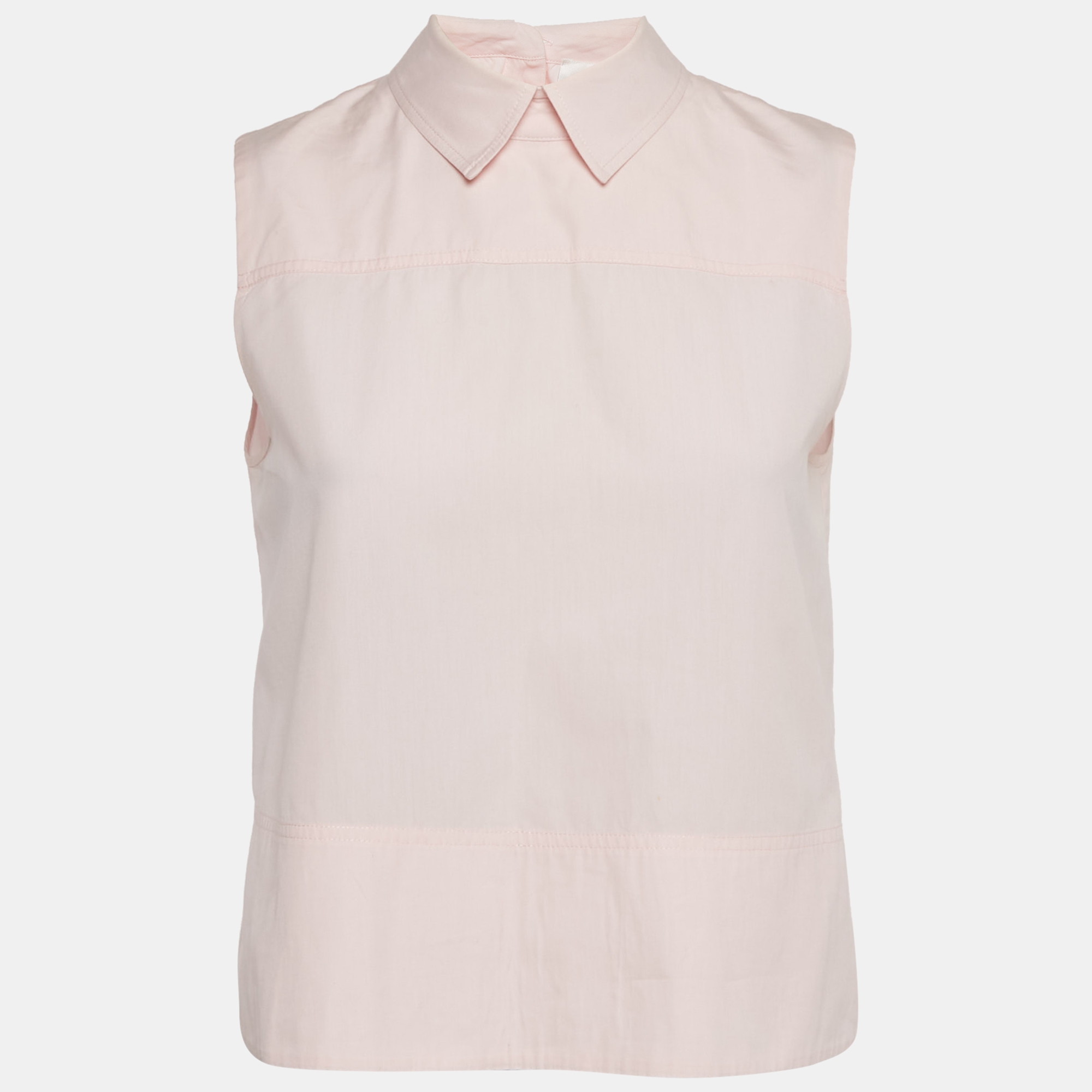 

Victoria Beckham Pink Cotton Sleeveless Collared Top S