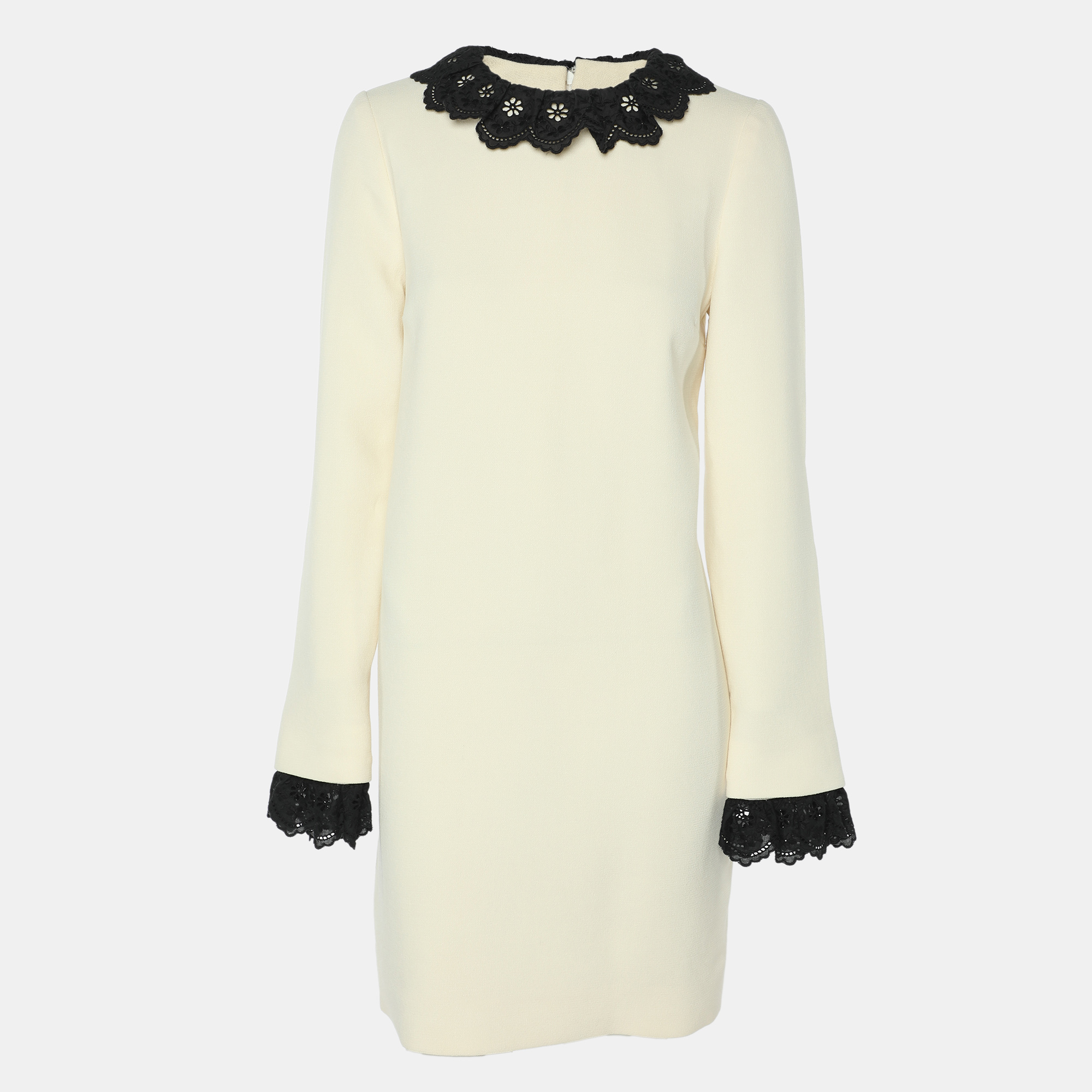 

Victoria Beckham Cream/Black Wool Lace Dress S