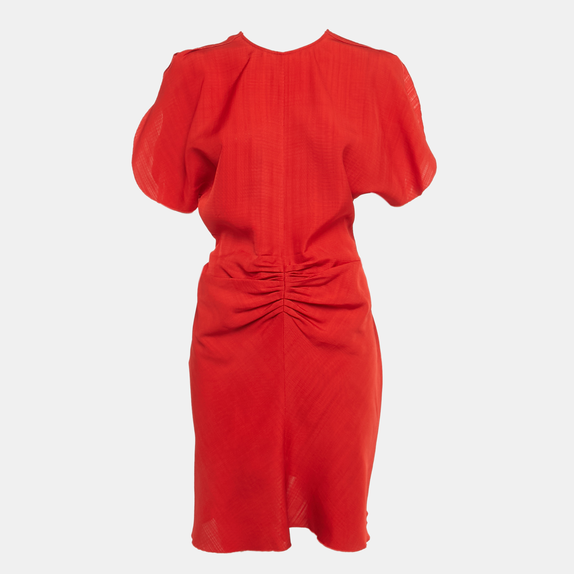 

Victoria Beckham Red Linen Draped Short Dress S