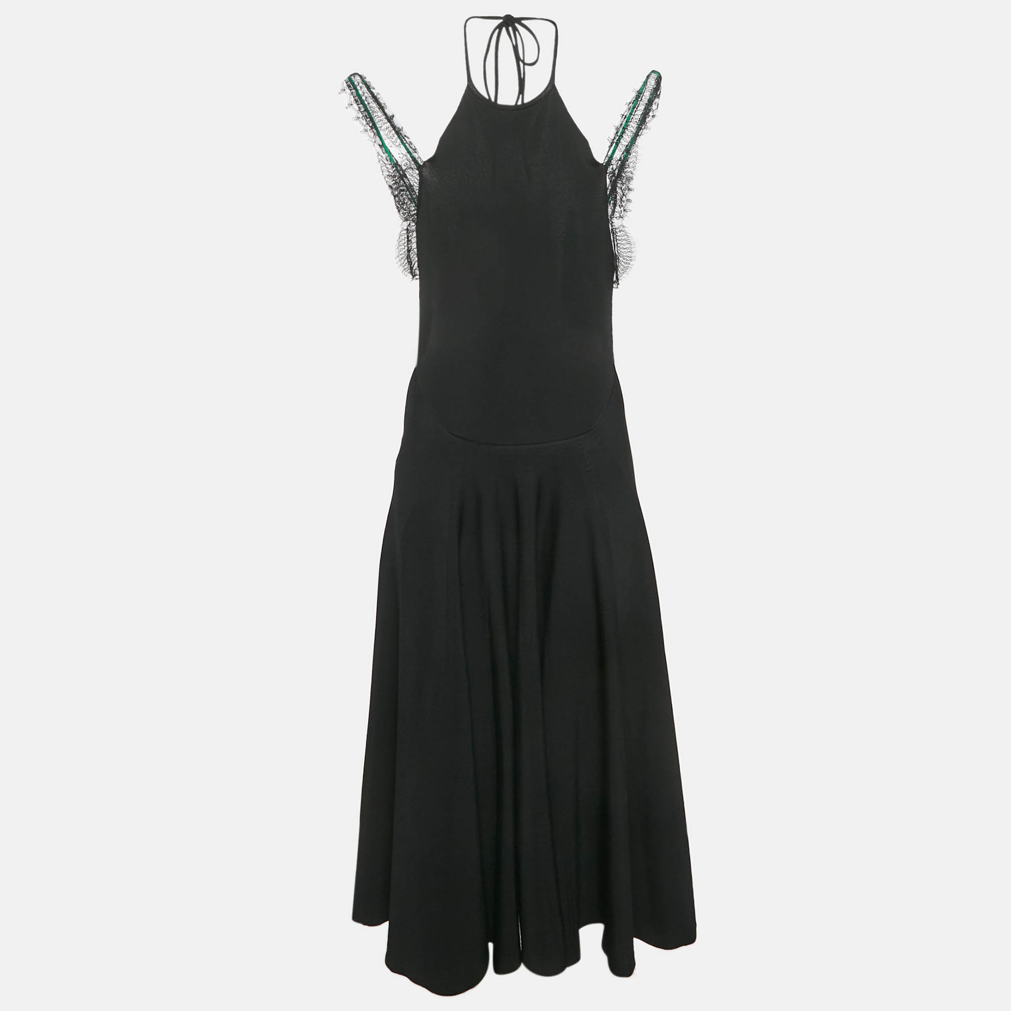 

Victoria Beckham Black Knit Lace Trimmed Midi Dress M