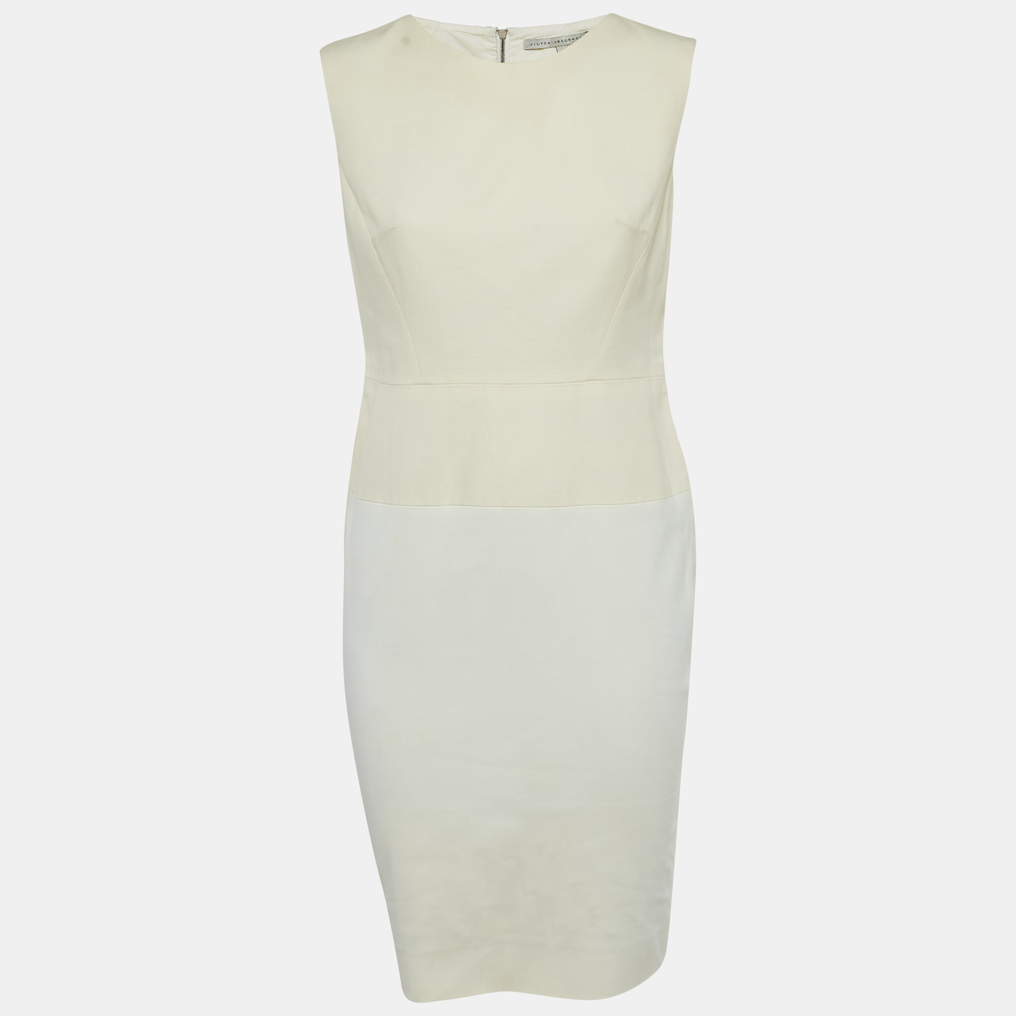 

Victoria Beckham Off-White Cotton Blend Sleeveless Short Dress M