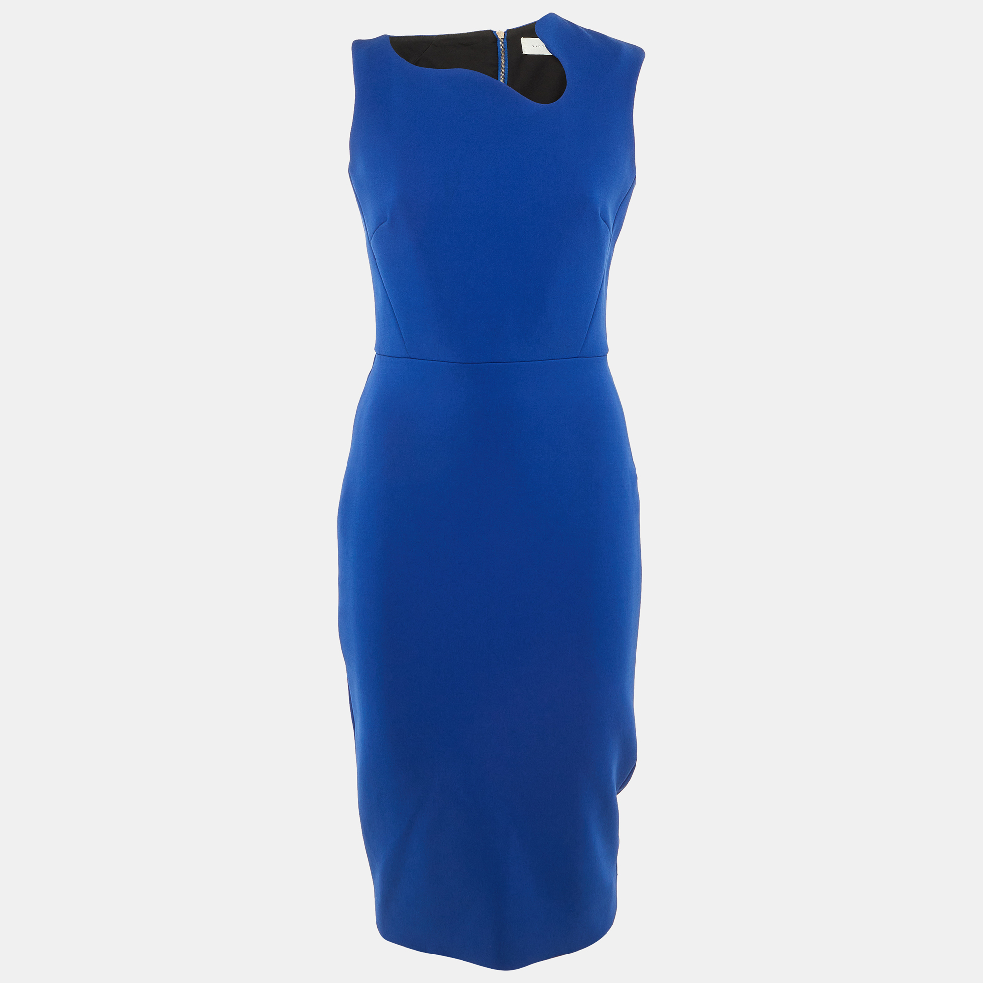 

Victoria Beckham Blue Crepe Sheath Midi Dress M