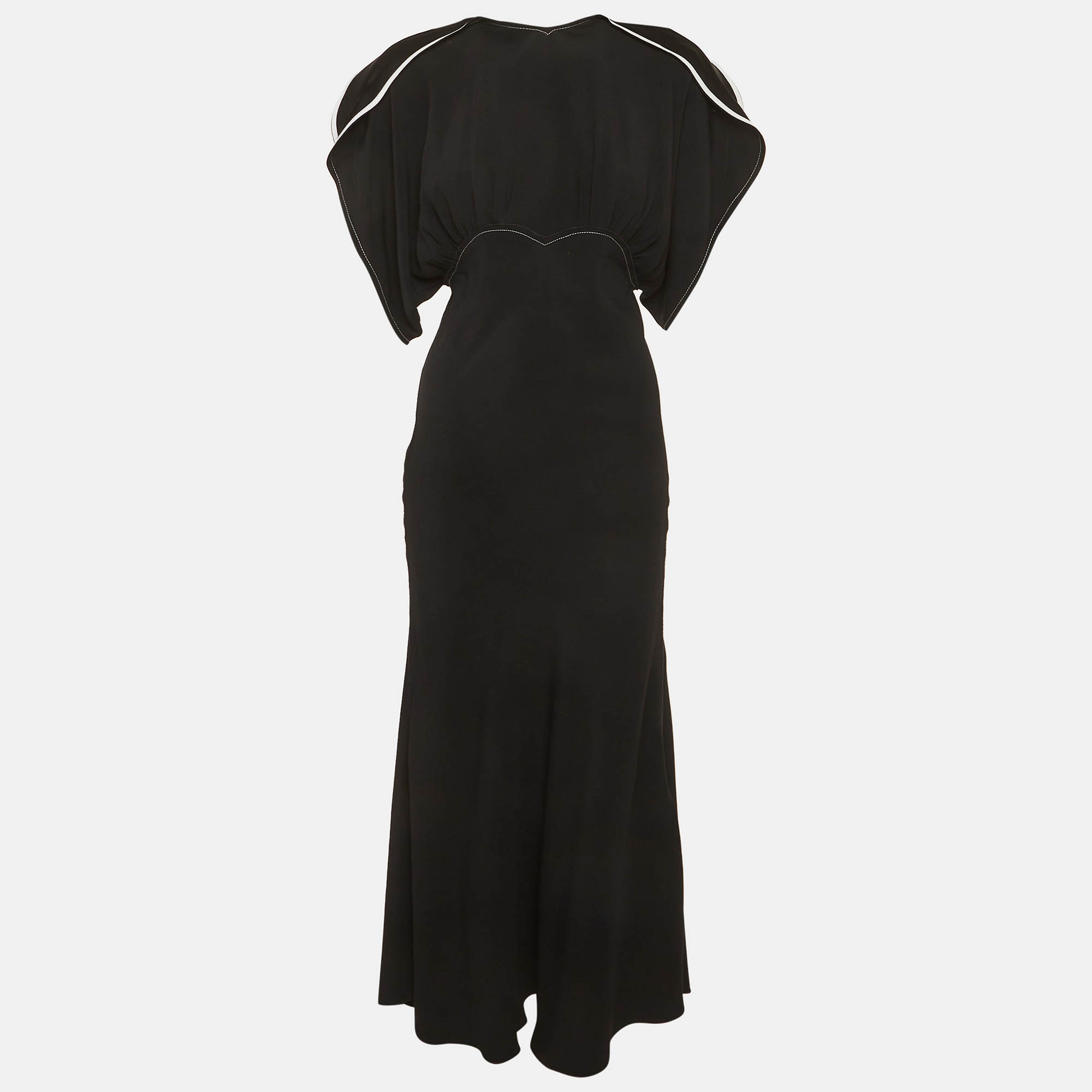 

Victoria Beckham Black Draped-Sleeve Midi Dress M