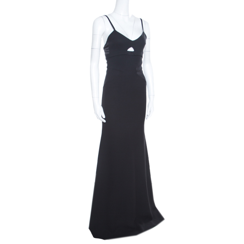 

Victoria Beckham Black Double Crepe Cutout Detail Sleeveless Maxi Dress
