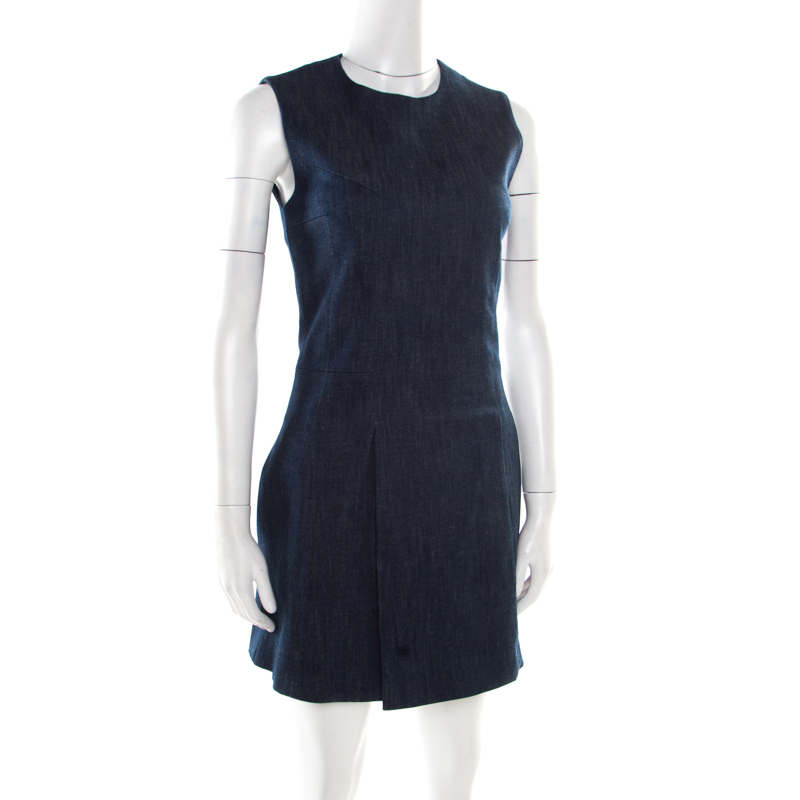 

Victoria Beckham Indigo Dark Wash Denim Sleeveless Mini Dress, Blue