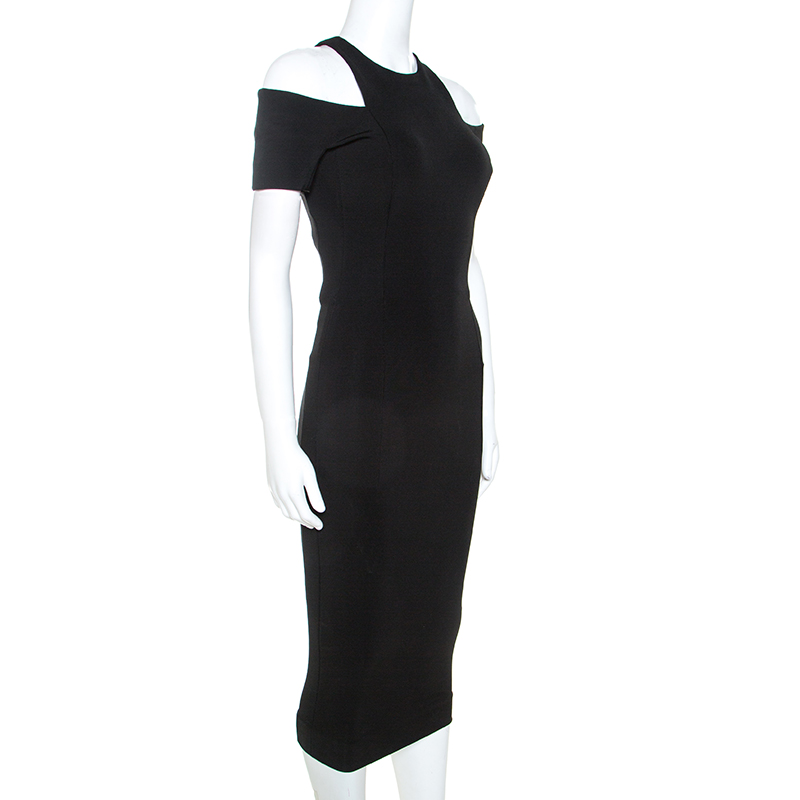 

Victoria Beckham Black Stretch Cold Shoulder Dress