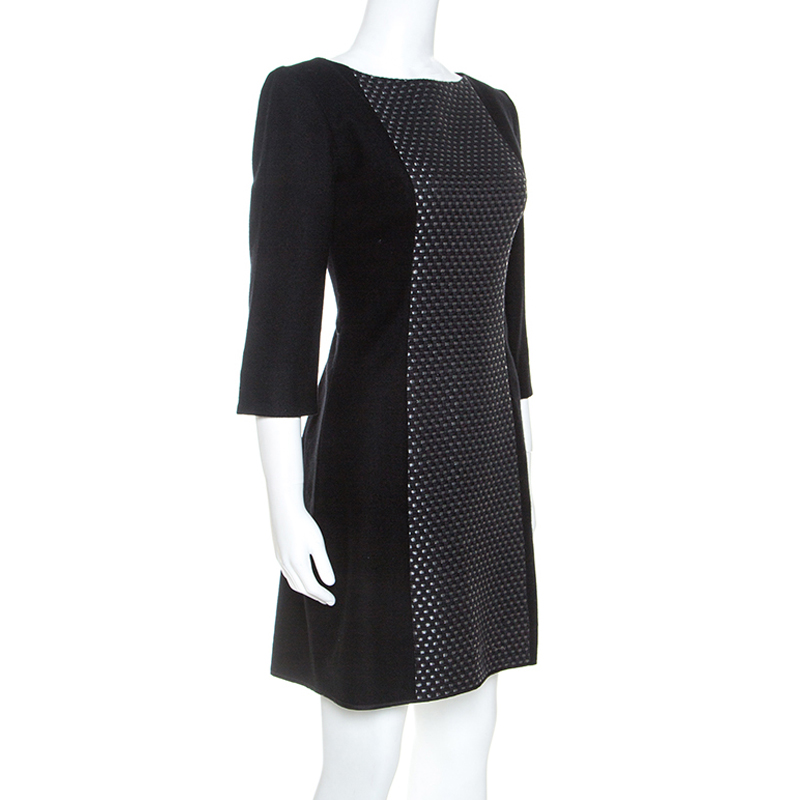 

Victoria Beckham Black Knit Paneled Sheath Dress