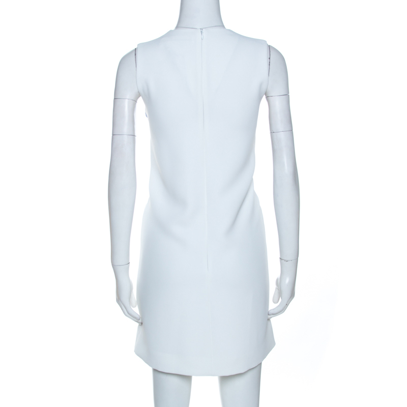 Pre-owned Victoria Beckham Victoria  White Paneled Cotton Overlay Mini Dress S