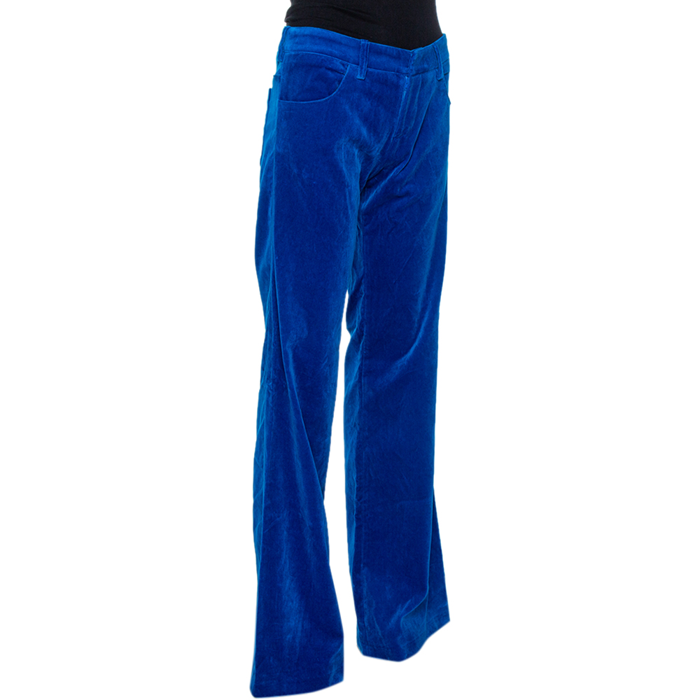 

Victoria Beckham Cobalt Blue Velvet Flared Pants