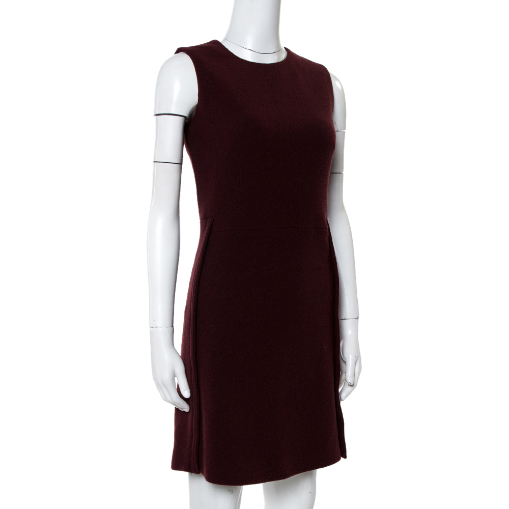 

Victoria Beckham Burgundy Wool Sleeveless Dress