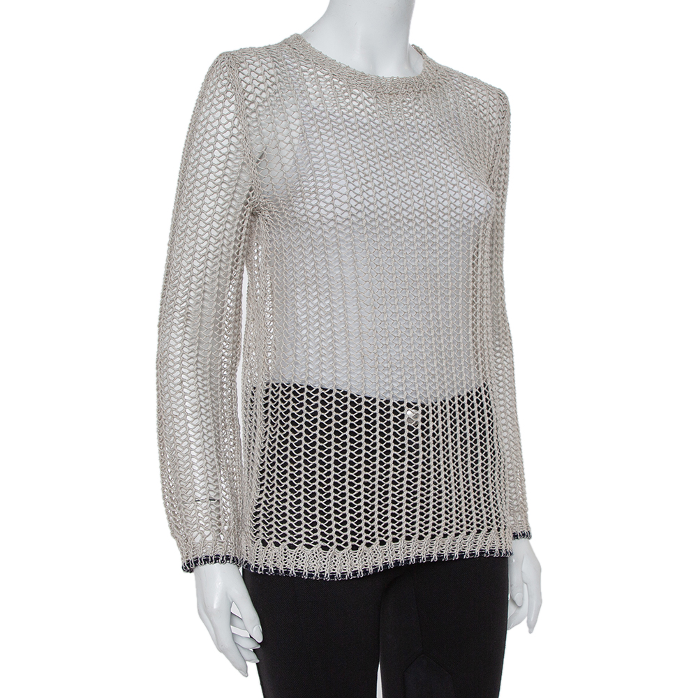 

Victoria Beckham Beige Mesh Long Sleeve Top
