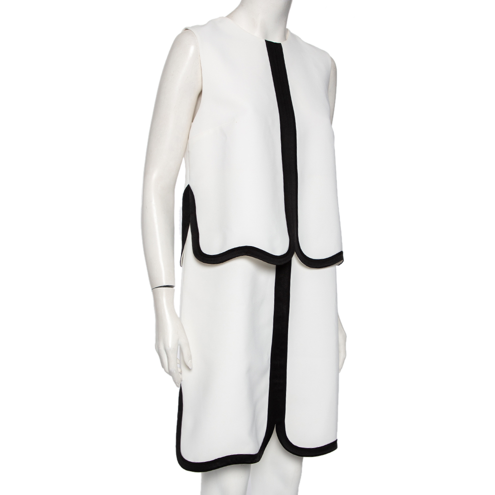 

Victoria, Victoria Beckham Monochrome Crepe Overlay Detail Dress, White