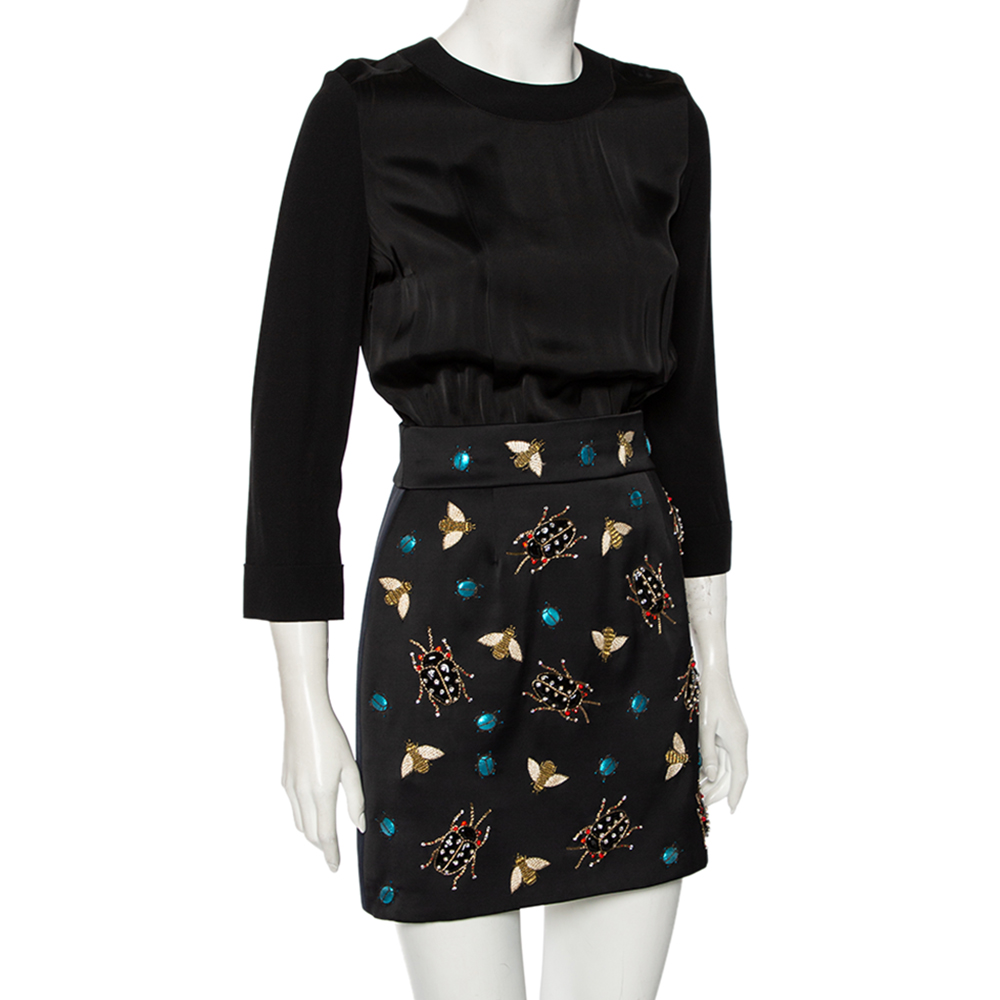 

Victoria Victoria Beckham Black Insect Embroidered Mini Dress