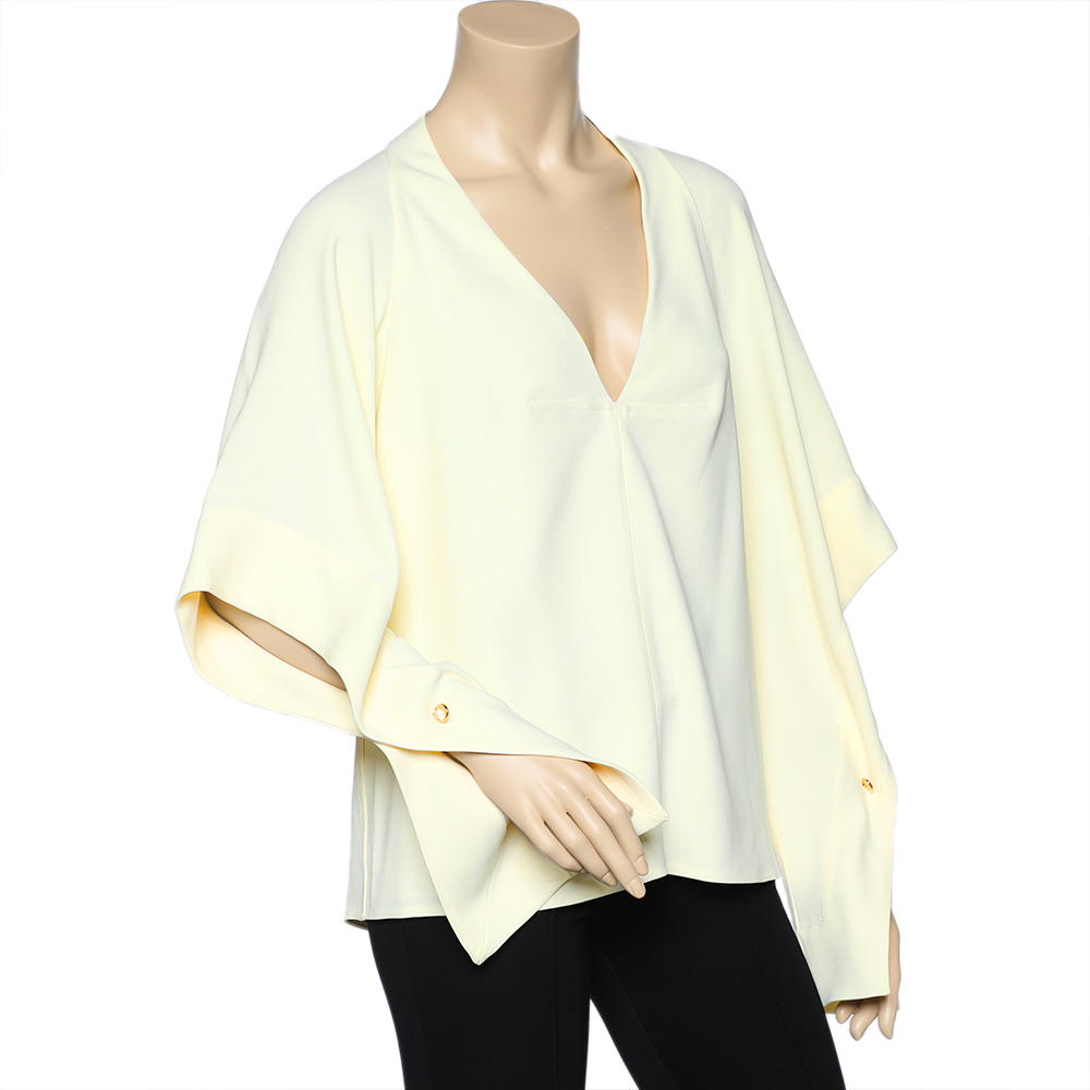 

Victoria Beckham Cream Crepe Plunging Neck Top