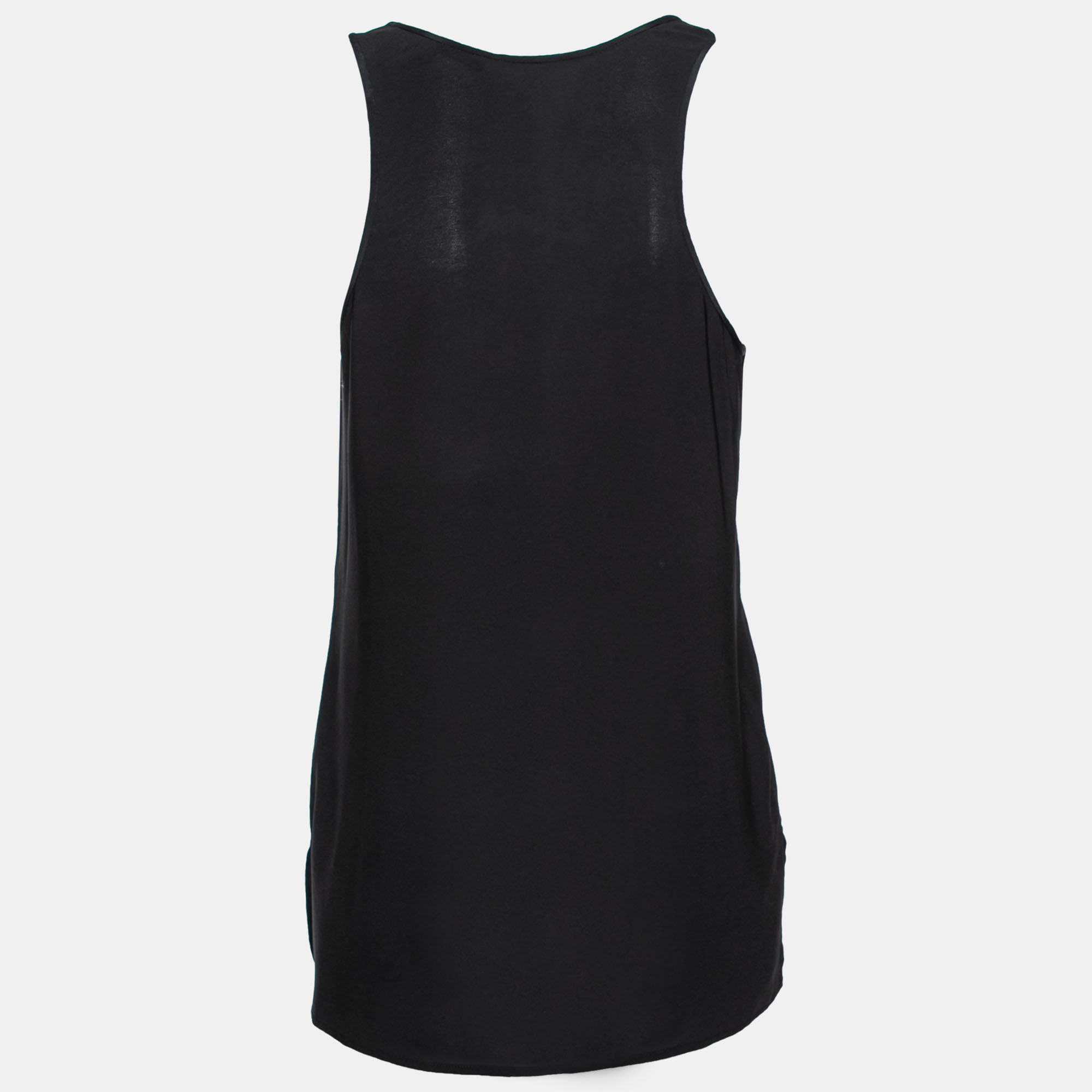 

Victoria Beckham Black Crepe & Faux Leather Trimmed Top