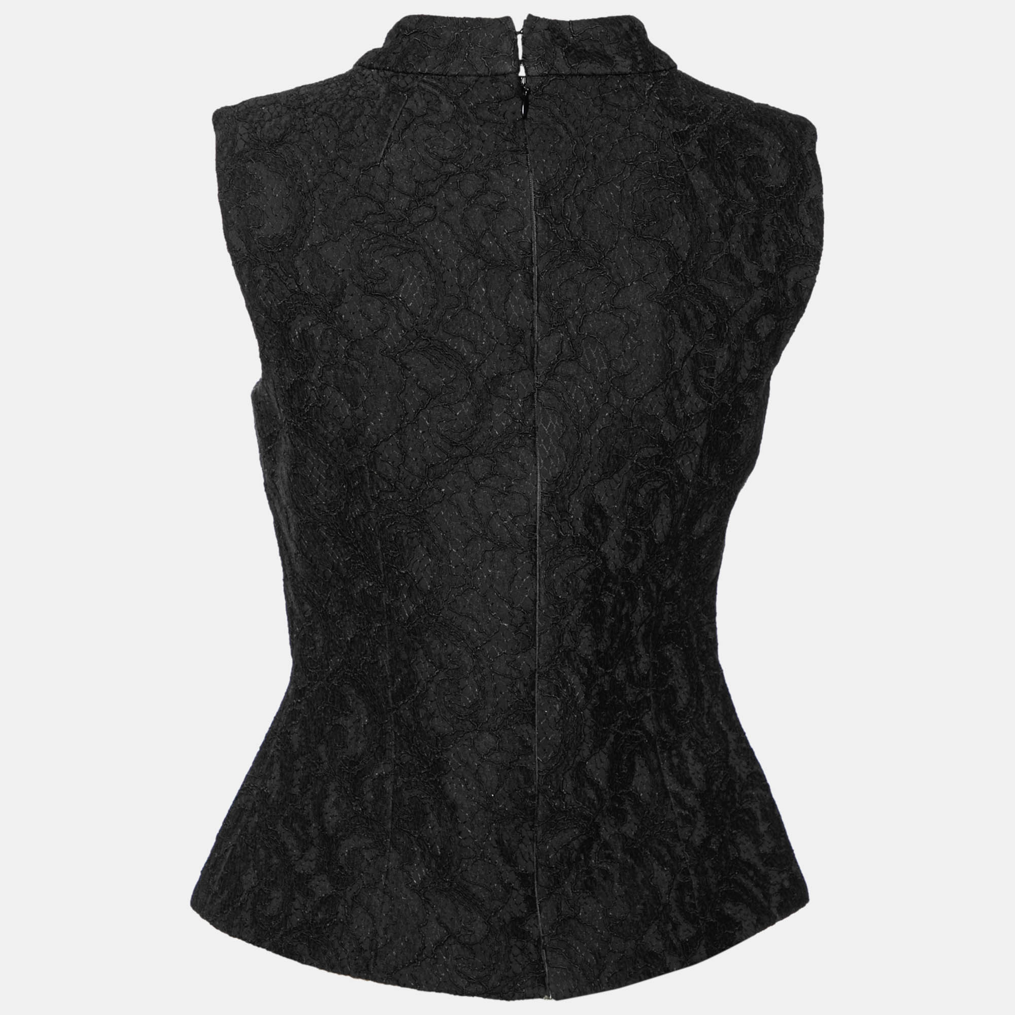 

Victoria Beckham Black Floral Lace Sleeveless Top