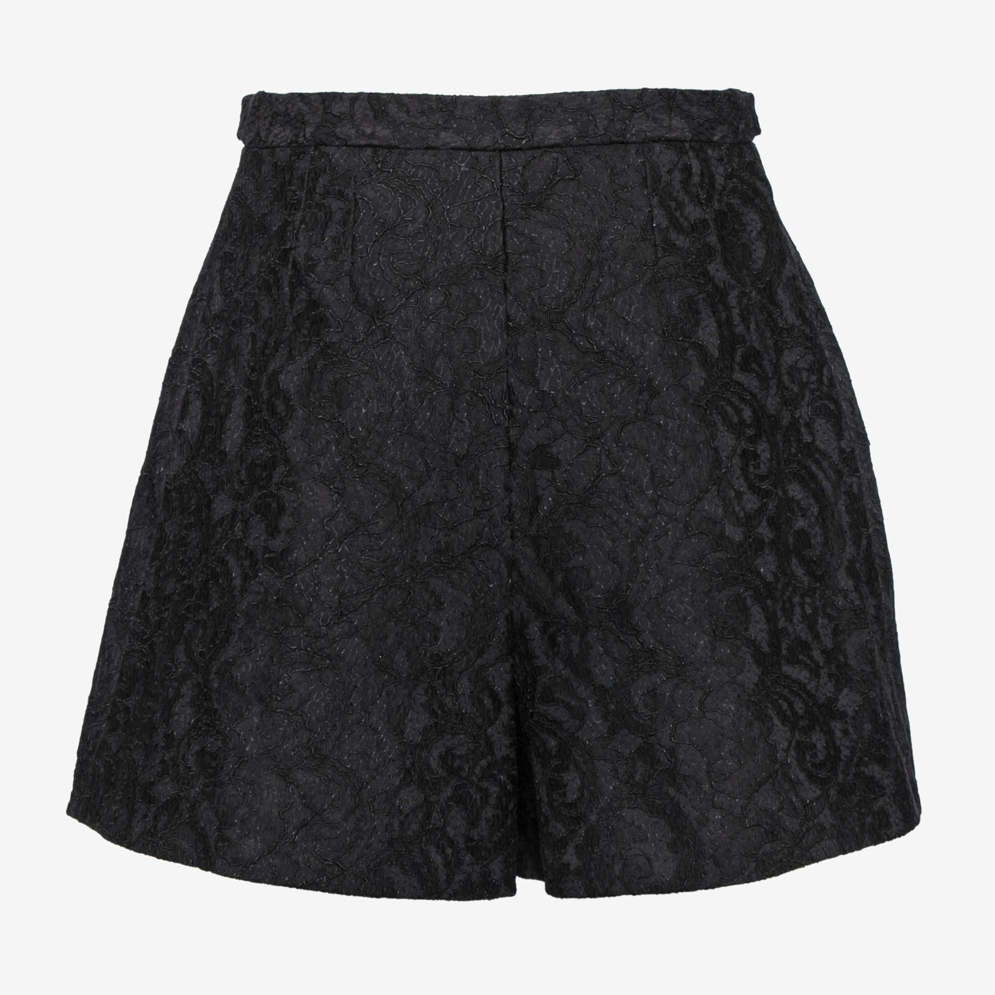 

Victoria Beckham Black Lace Pleat Detailed Shorts