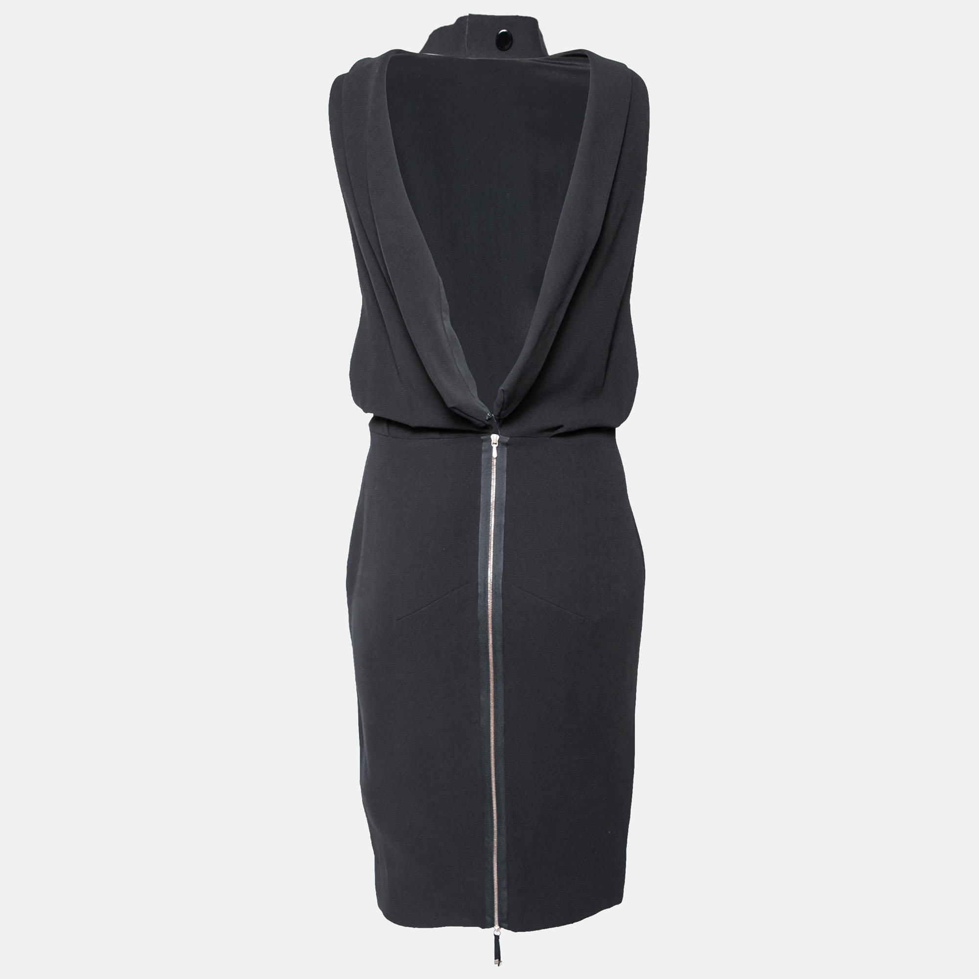 

Victoria Beckham Black Wool & Silk Cut-Out Back Dress