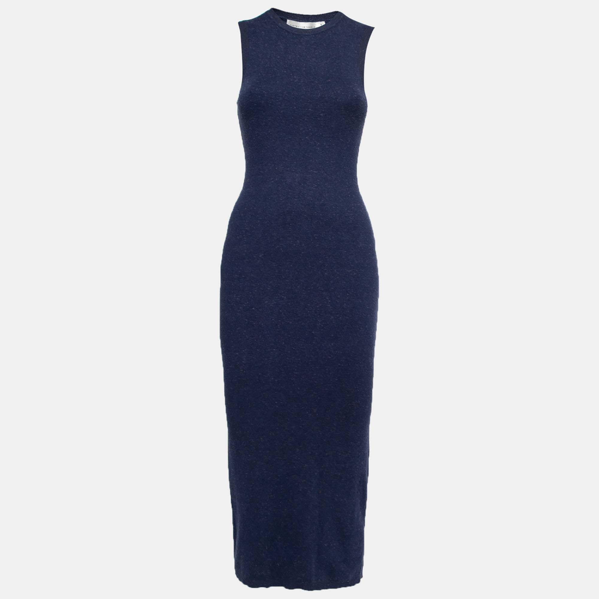 

Victoria Beckham Navy Blue Knit Ribbed Sleeveless Maxi Dress XS