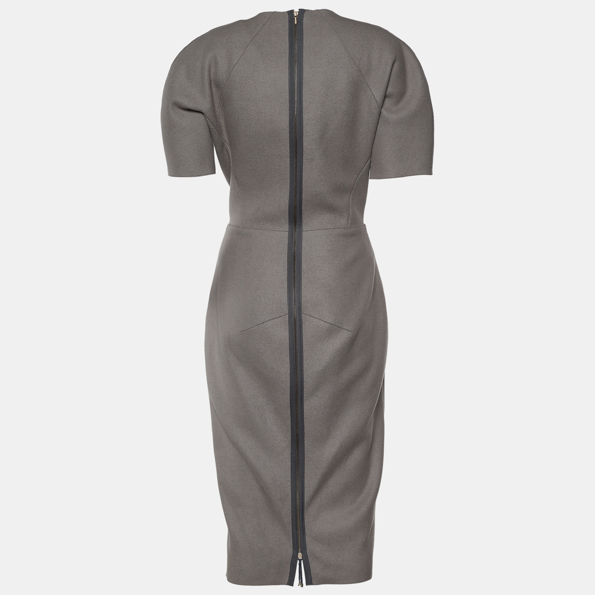 

Victoria Beckham Grey Wool Shift Midi Dress