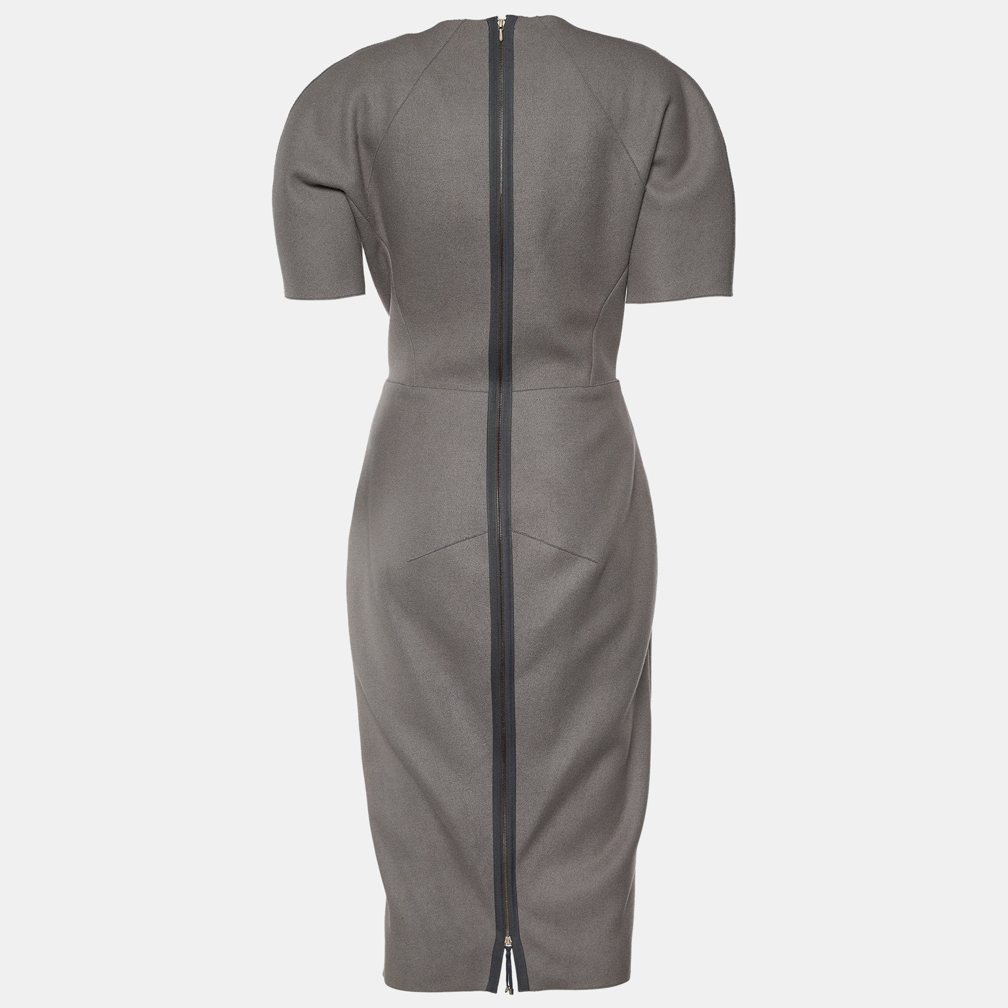 

Victoria Beckham Grey Wool Shift Midi Dress