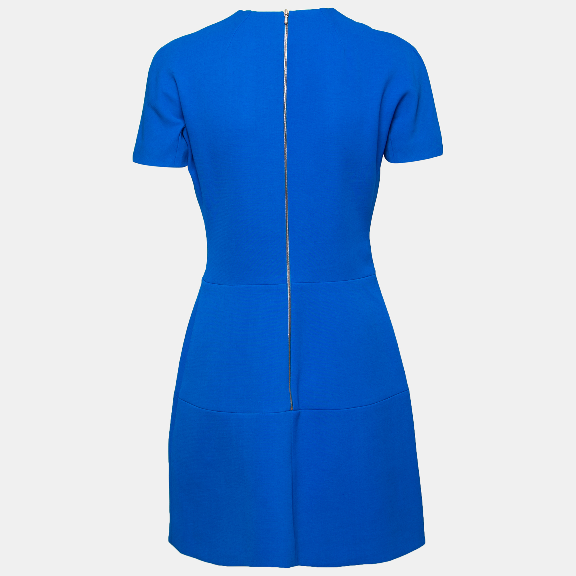 

Victoria Beckham Blue Wool & Silk Paneled Mini Dress