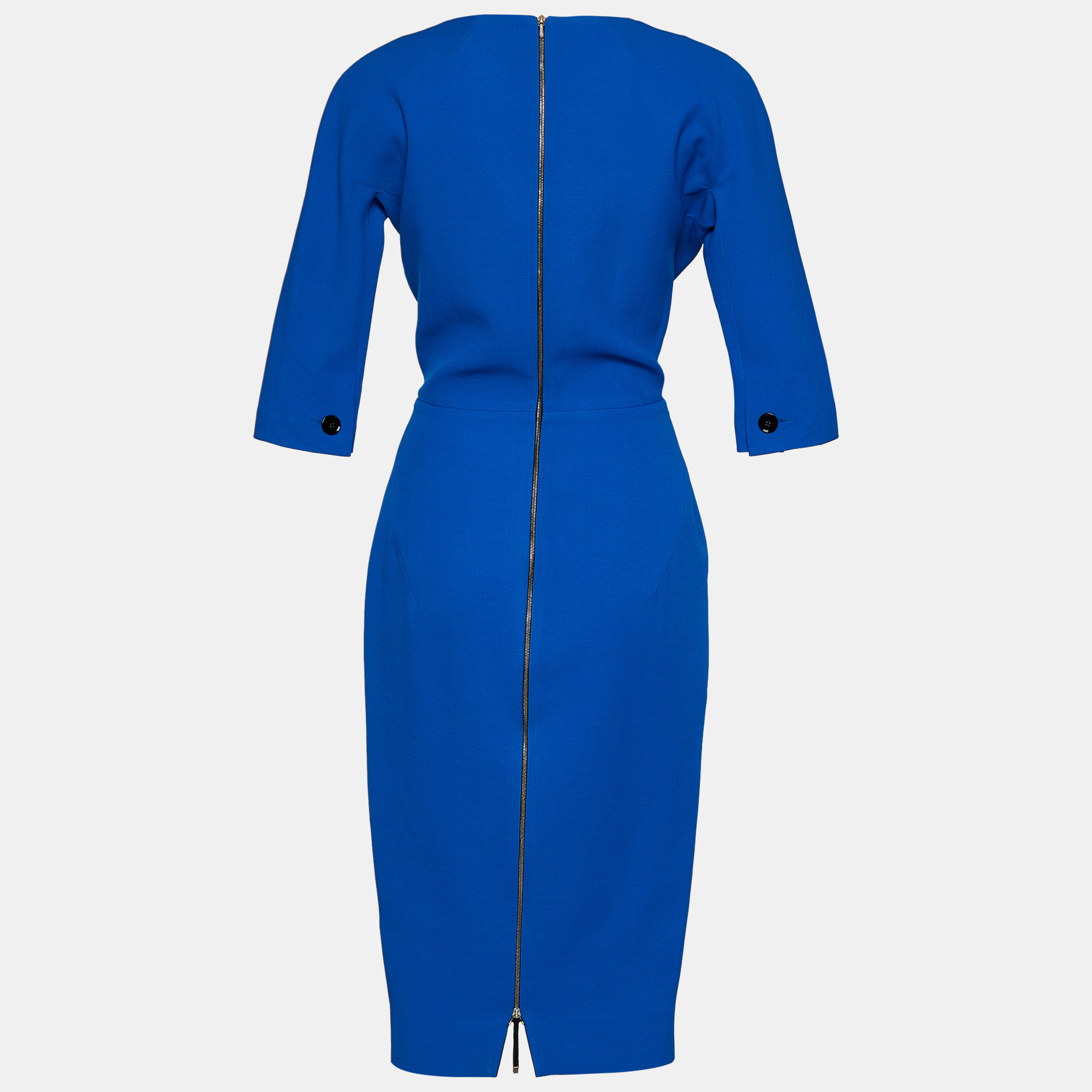 

Victoria Beckham Blue Silk & Wool Sheath Dress