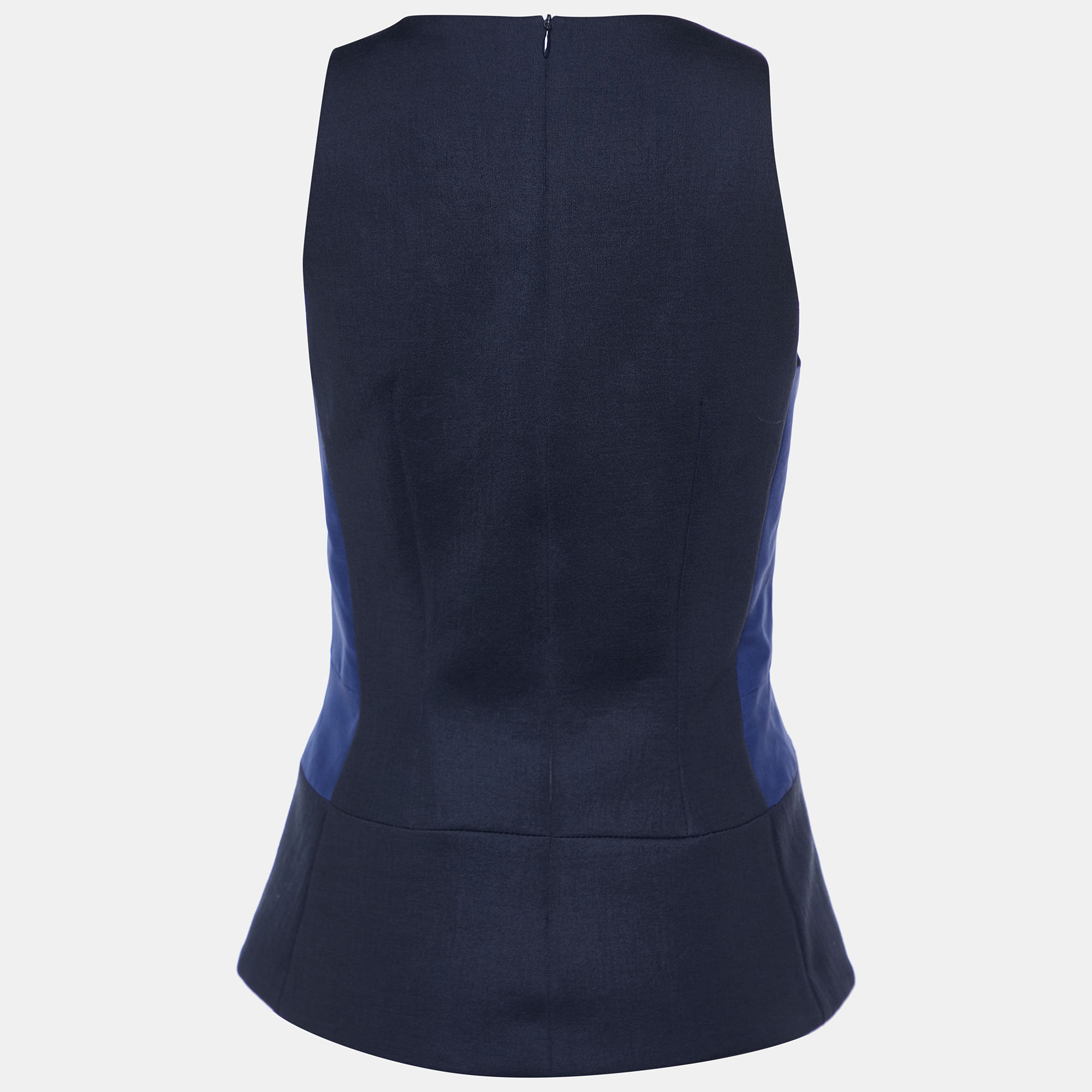 

Victoria Beckham Navy Blue Knit Trim Detail Sleeveless Top