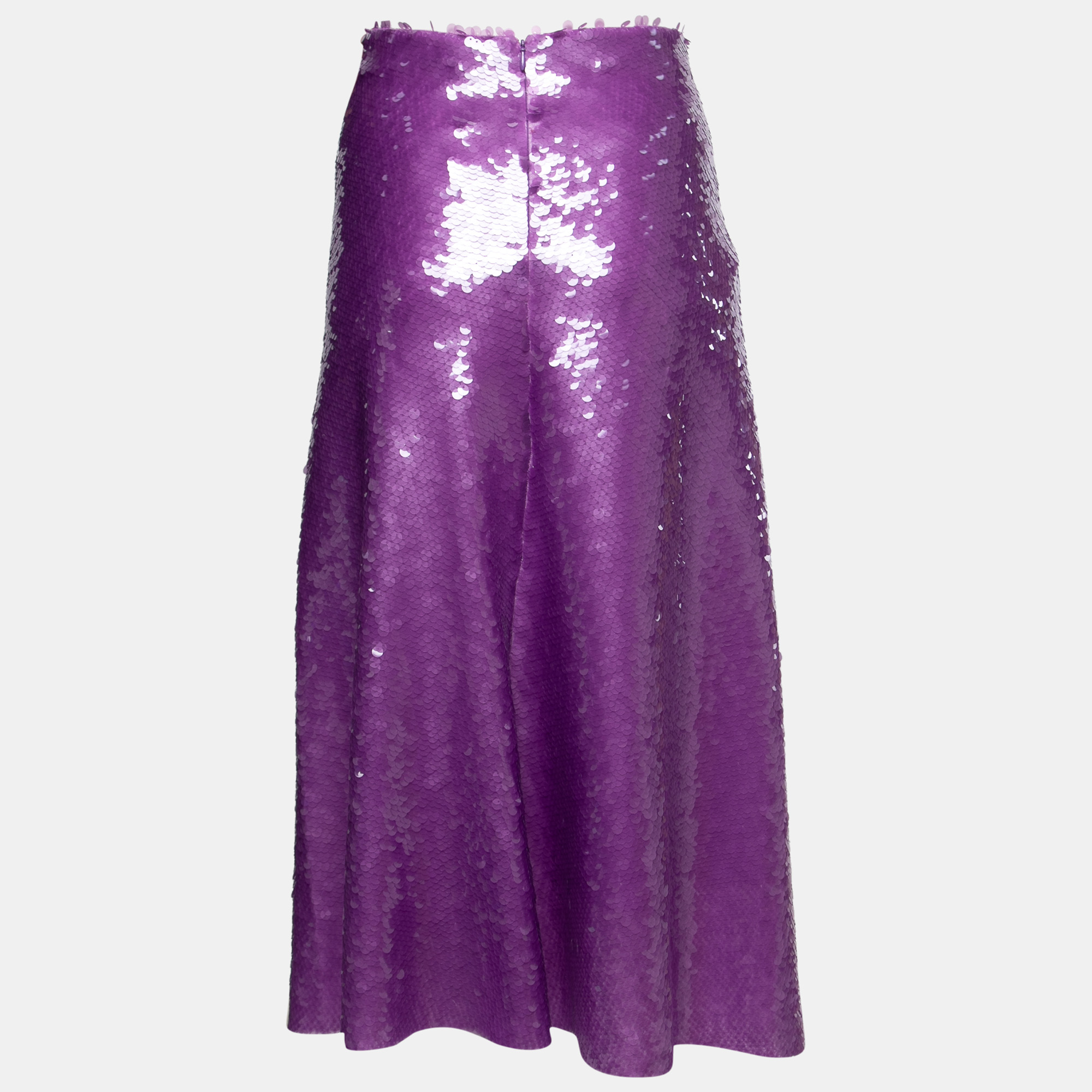

Victoria Beckham Purple Sequin-Embellished Flared Midi Skirt