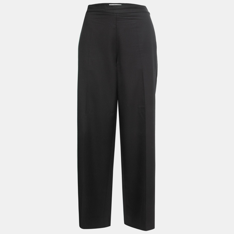 Pre-owned Victoria Beckham Black Wool Straight Leg Trousers L