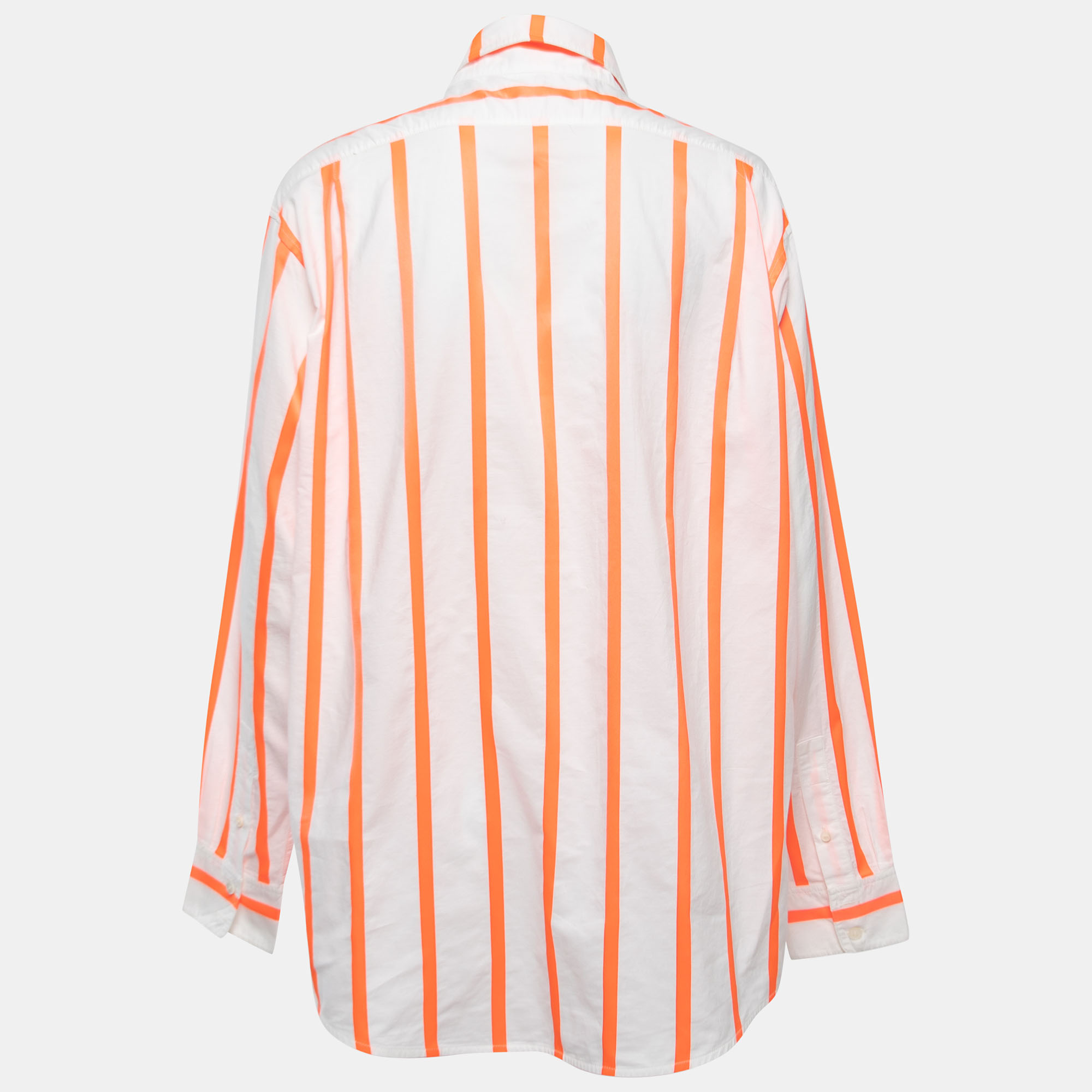 

Victoria Beckham White/Orange Striped Cotton Oversized Shirt