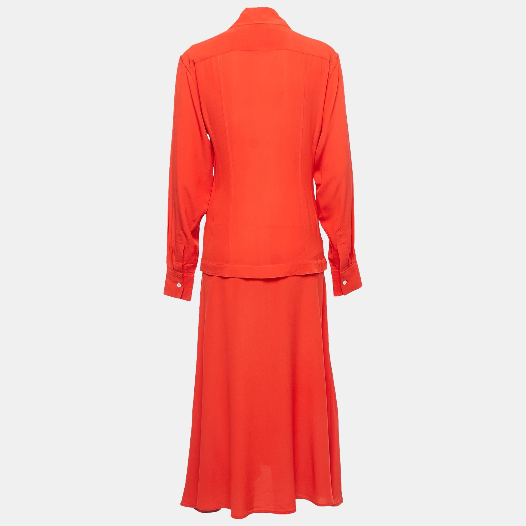 

Victoria Beckham orange Silk Draped Midi Dress