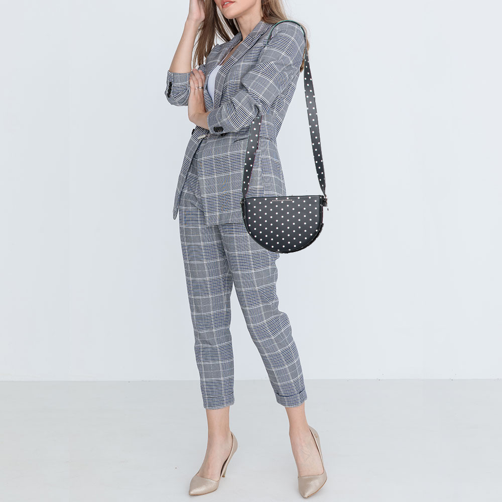 

Victoria Beckham Black Polka Dots PVC Baby Half Moon Shoulder Bag