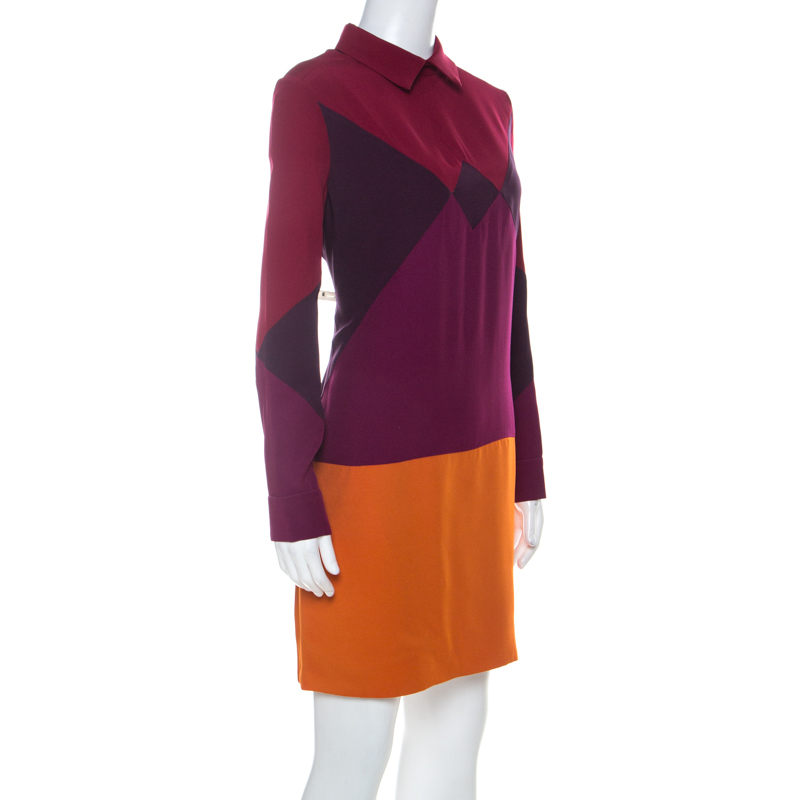 

Victoria Victoria Beckham Multicolor Crepe Colorblock Harlequin Dress