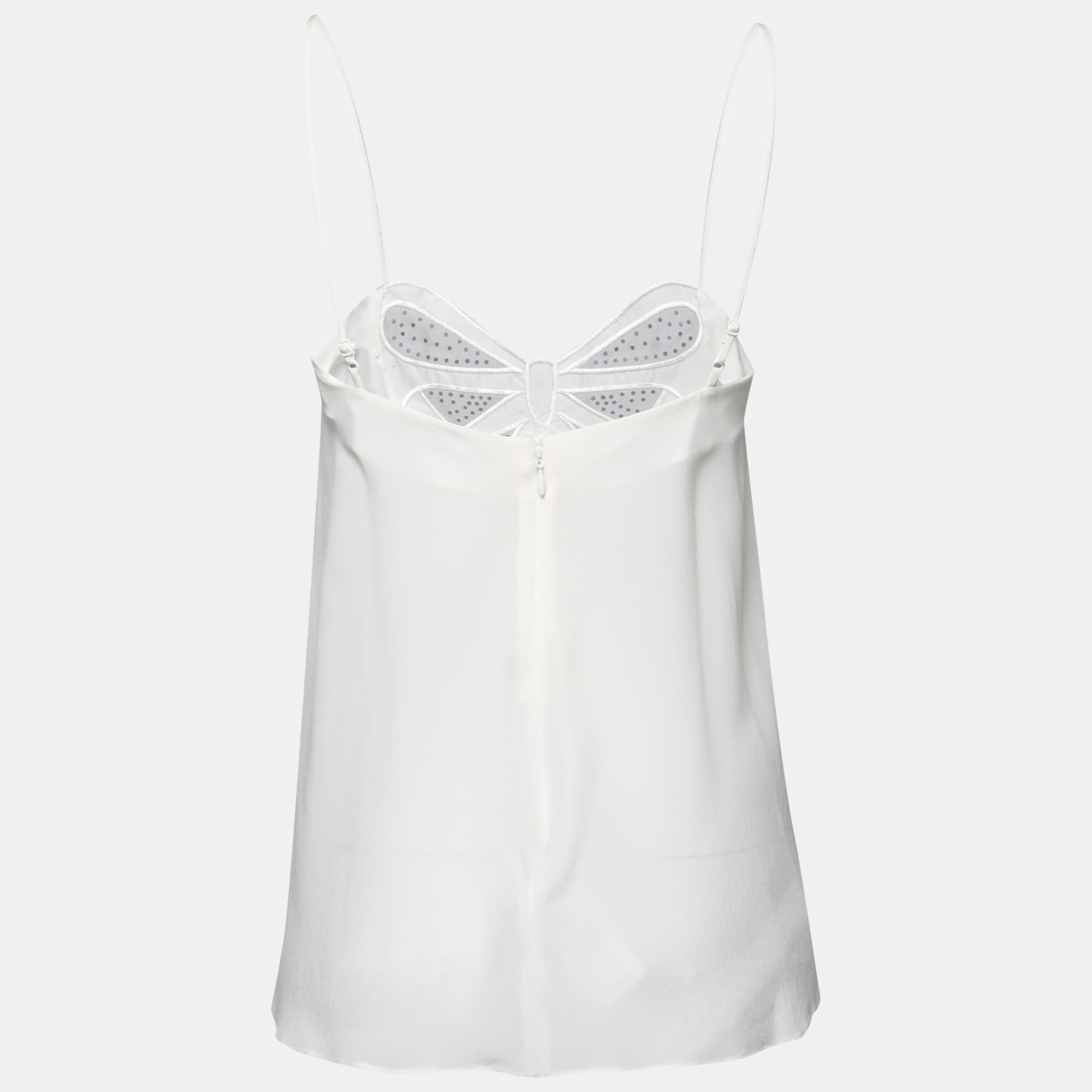 

Victoria Victoria Beckham Off White Silk Embroidered Bow Camisole