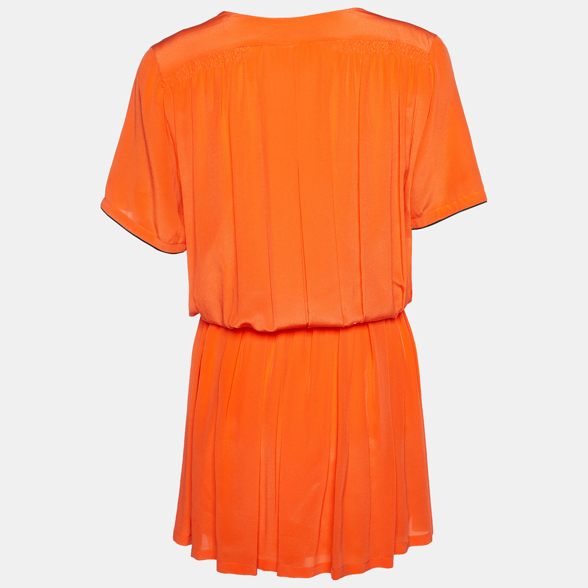 

Victoria Victoria Beckham Orange Silk Elastic Waist Detail Mini Dress