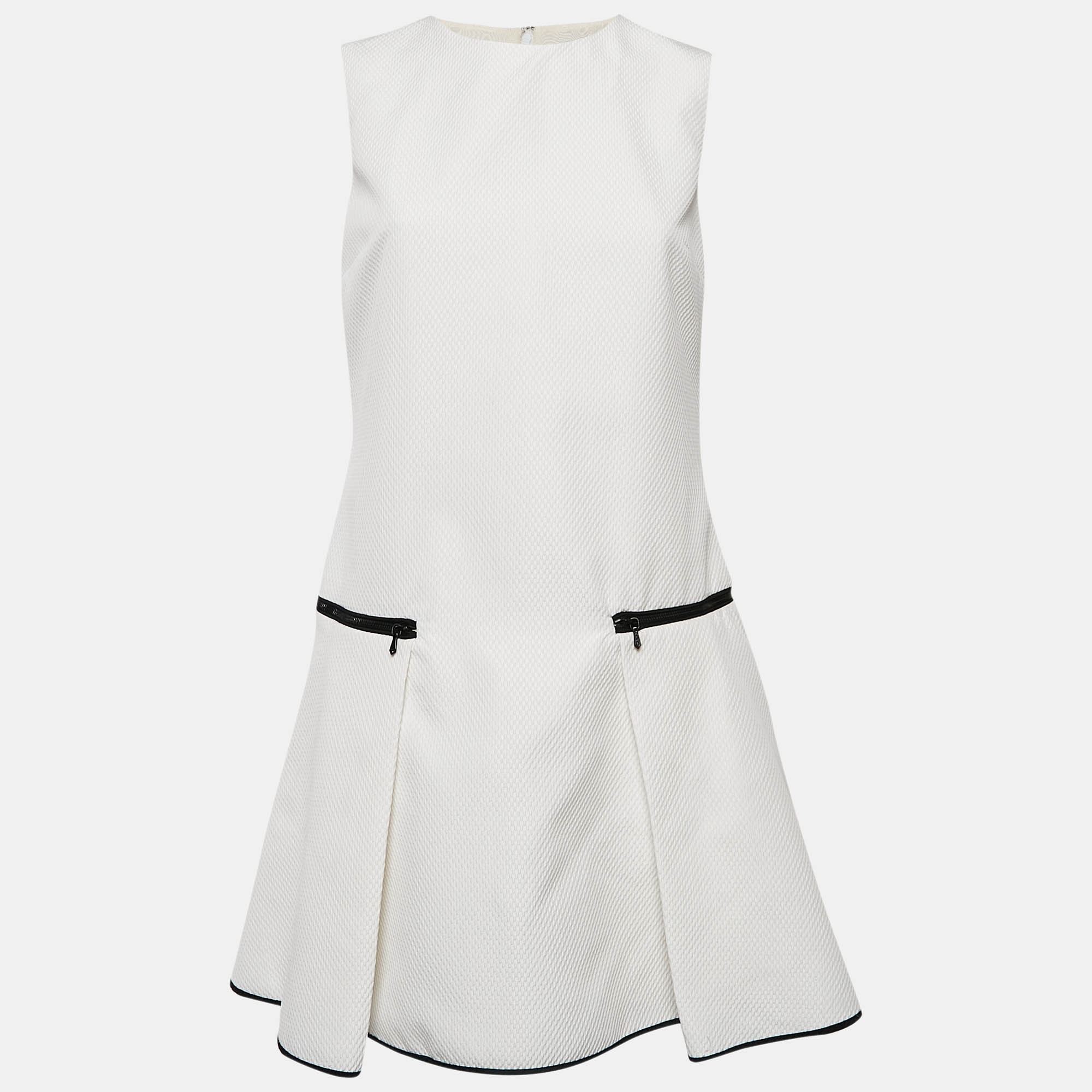 

Victoria Victoria Beckham White Textured Synthetic Zip Waist Mini Dress M