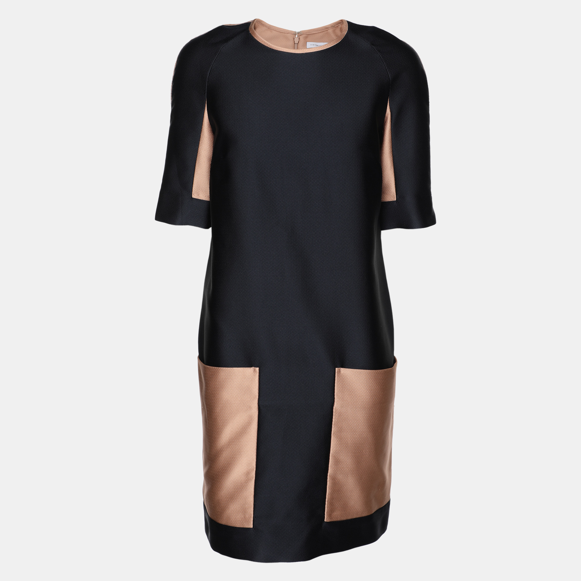 

Victoria Victoria Beckham Navy Blue/Beige Jersey Dress S