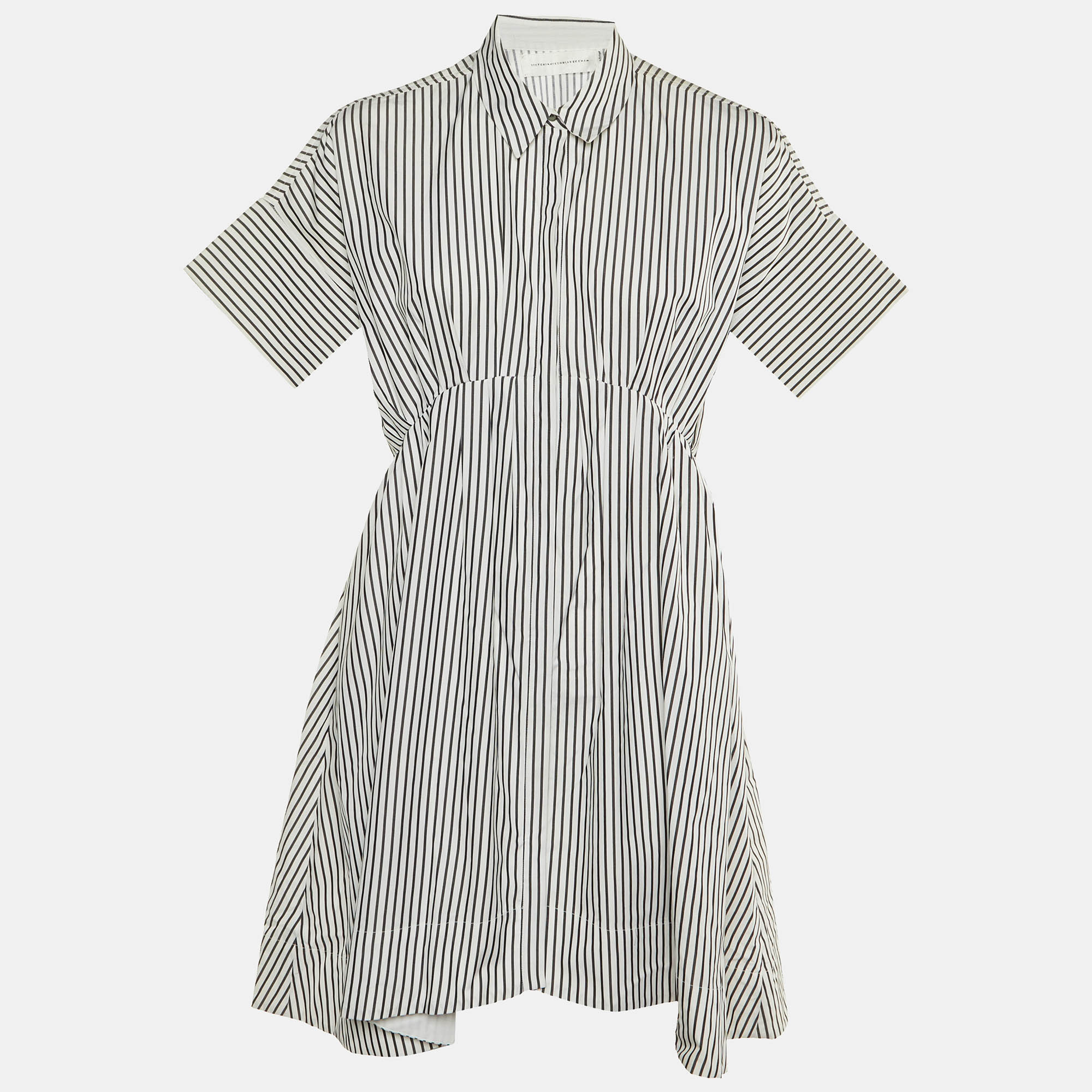 

Victoria Victoria Beckham White Striped Cotton Shirt Dress M
