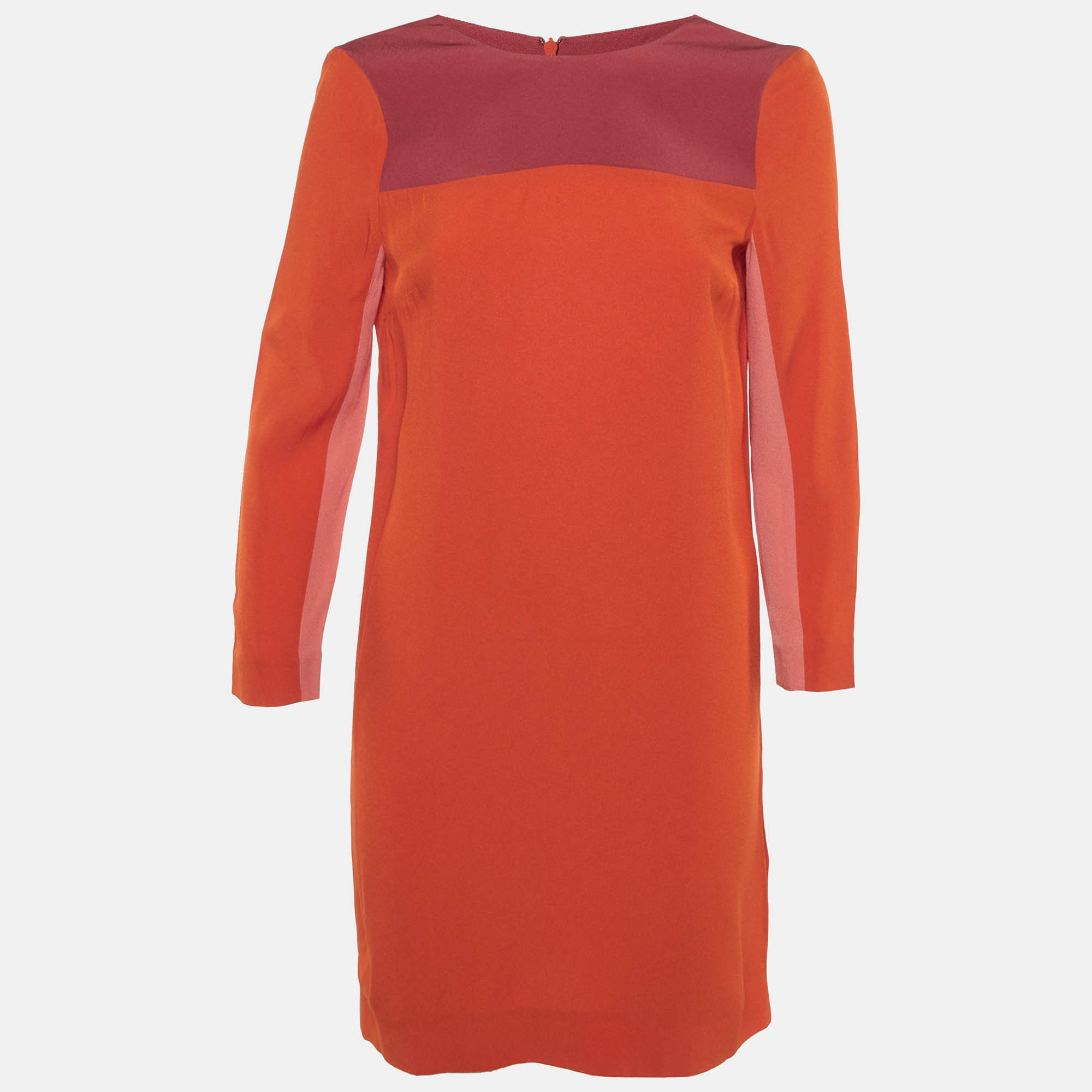 

Victoria Victoria Beckham Orange Colorblock Crepe Shift Dress S