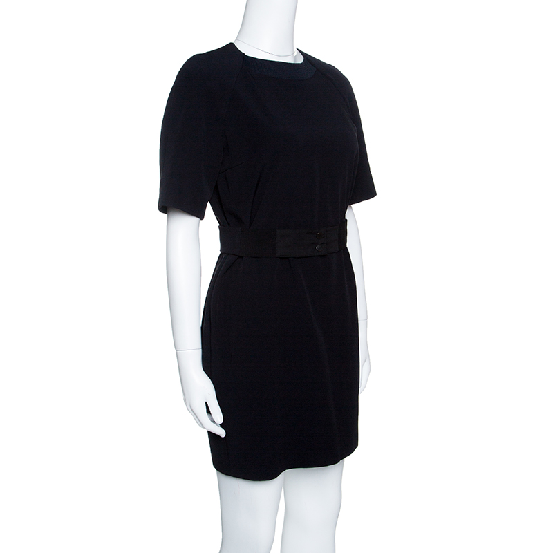 

Victoria Victoria Beckham Navy Blue Short Sleeve Belted Shift Dress