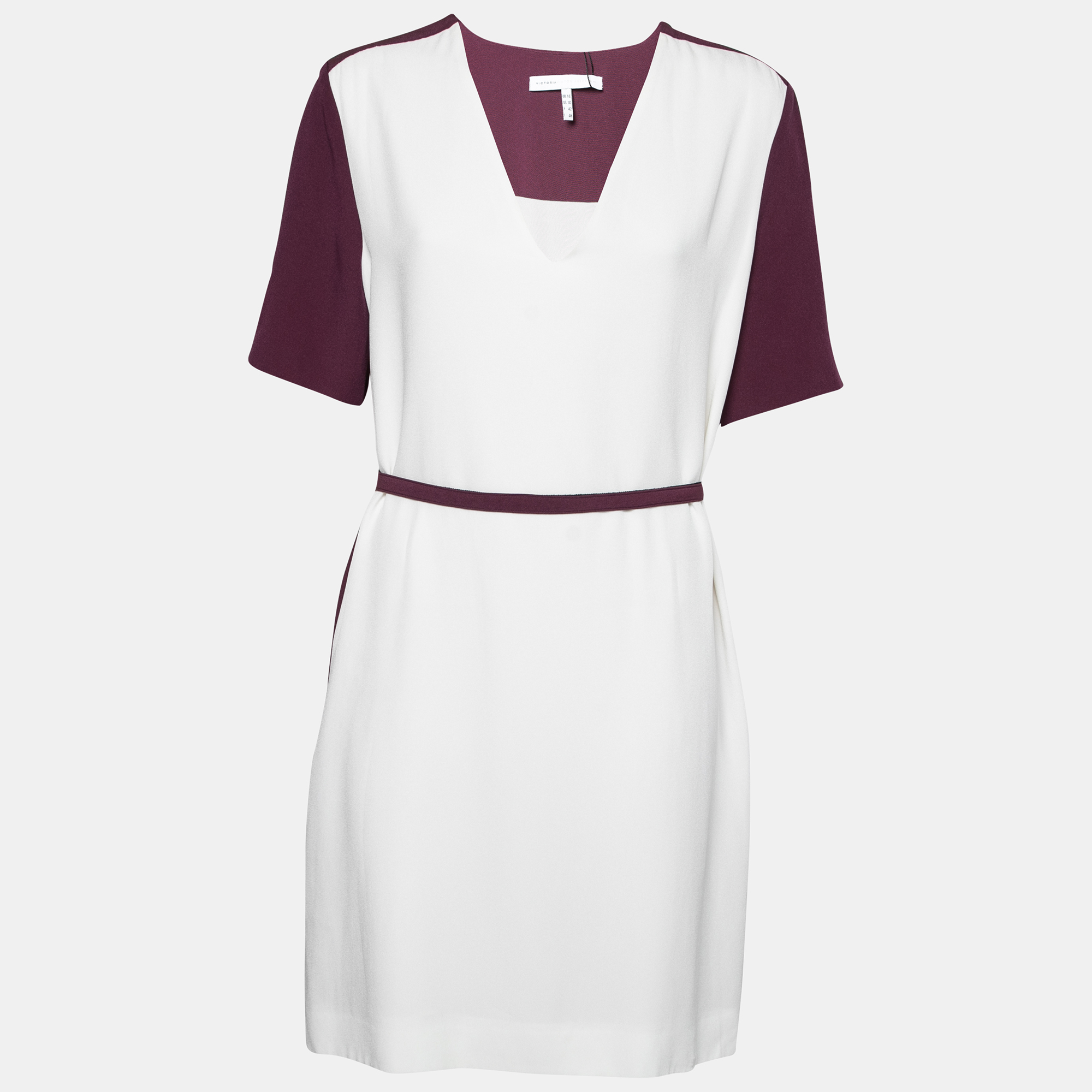

Victoria Victoria Beckham Purple and White Belted Shift Dress