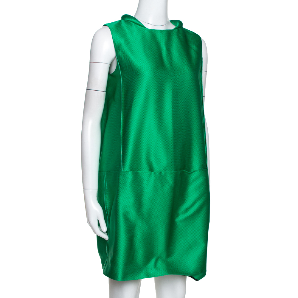 

Victoria Victoria Beckham Green Jacquard Cocoon Mini Dress