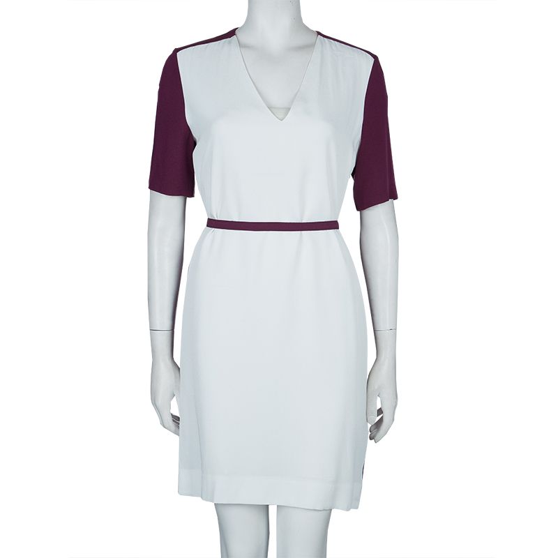 

Victoria Victoria Beckham Purple and White Belted Shift Dress