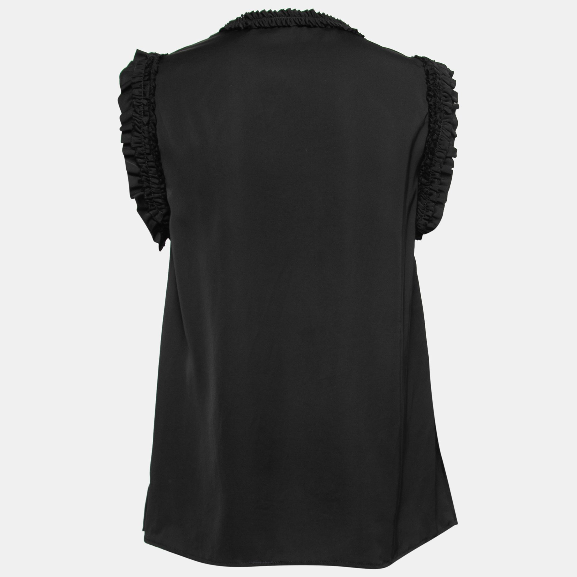 

Victoria Victoria Beckham Black Silk Ruffled Top