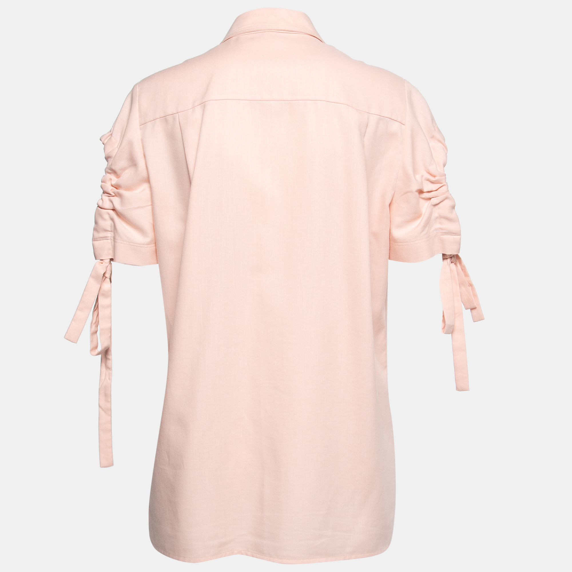 

Victoria Victoria Beckham Light Pink Cotton Ruched Sleeve Detail Shirt