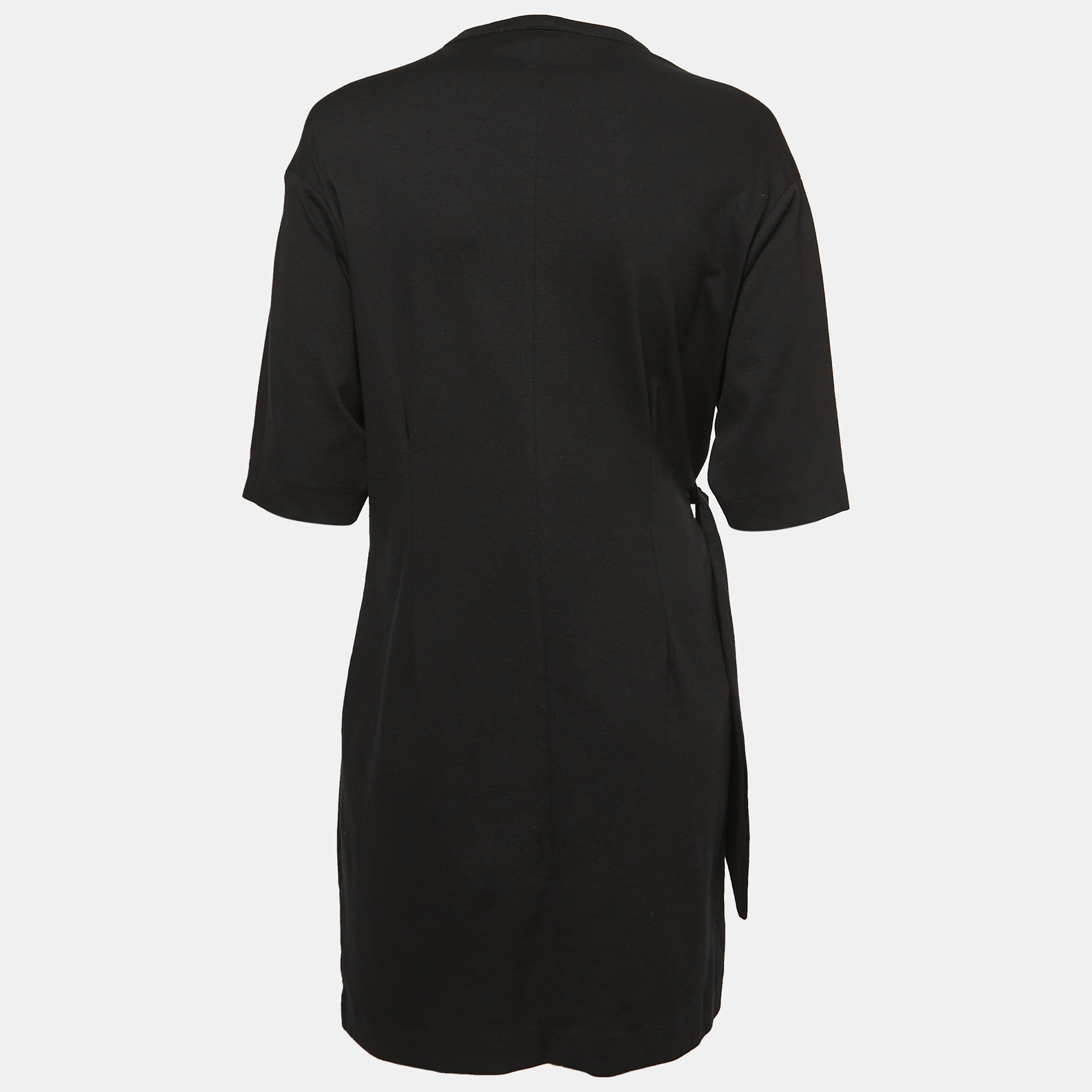 

Victoria Victoria Beckham Black Jersey Wrap T-Shirt Dress