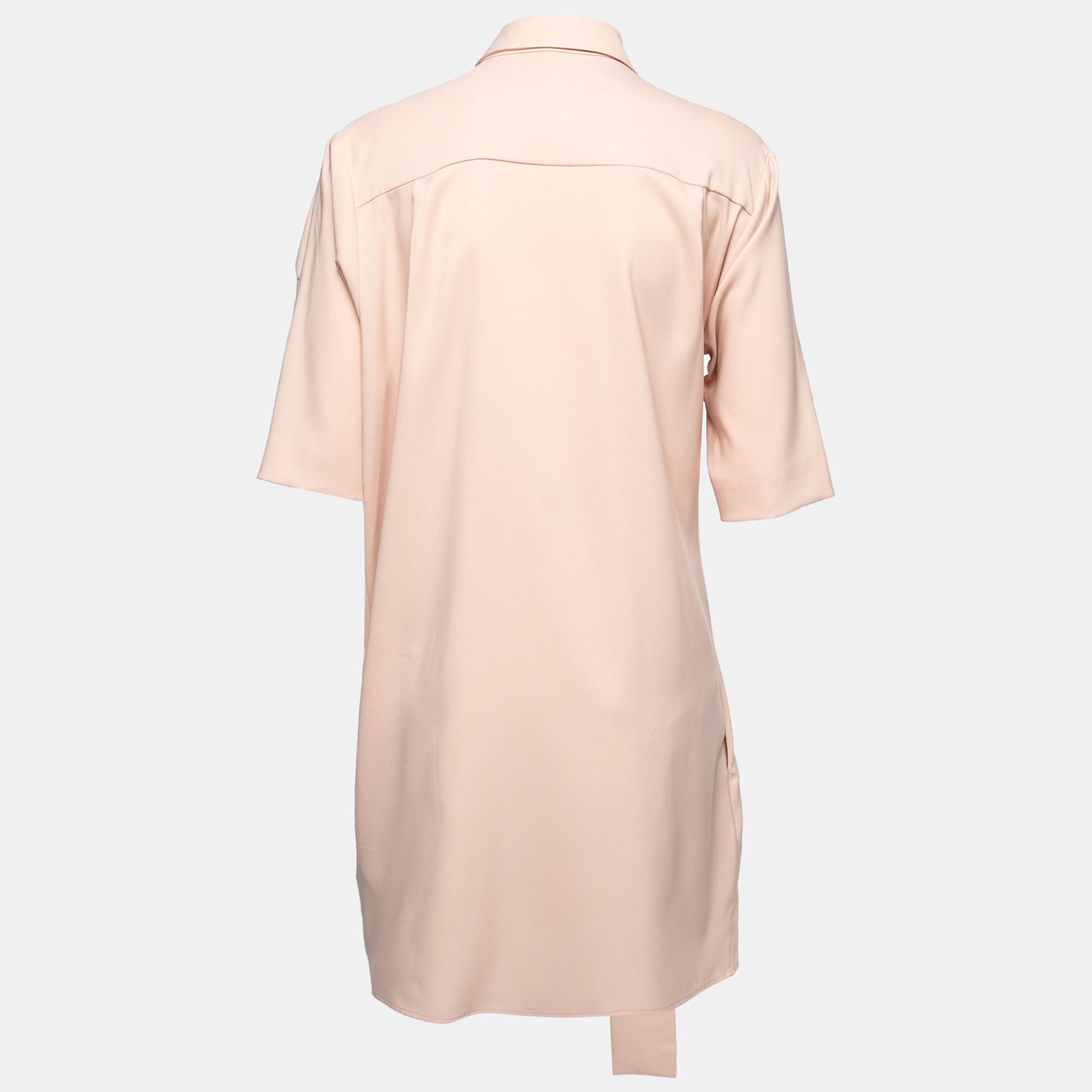 

Victoria Victoria Beckham Dusty Pink Stretch Crepe Tie Up Detailed Shirt Dress