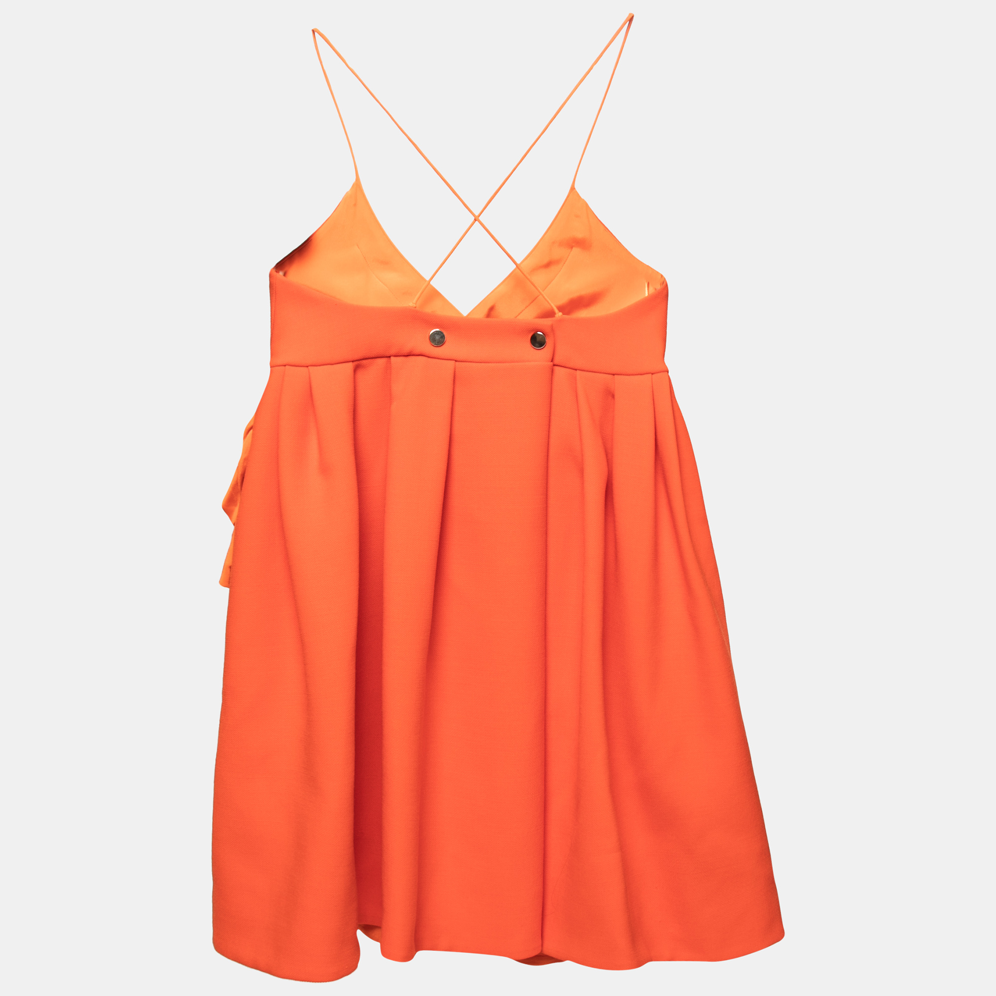 

Victoria Victoria Beckham Orange Wool Crepe Cross Strap Mini Dress